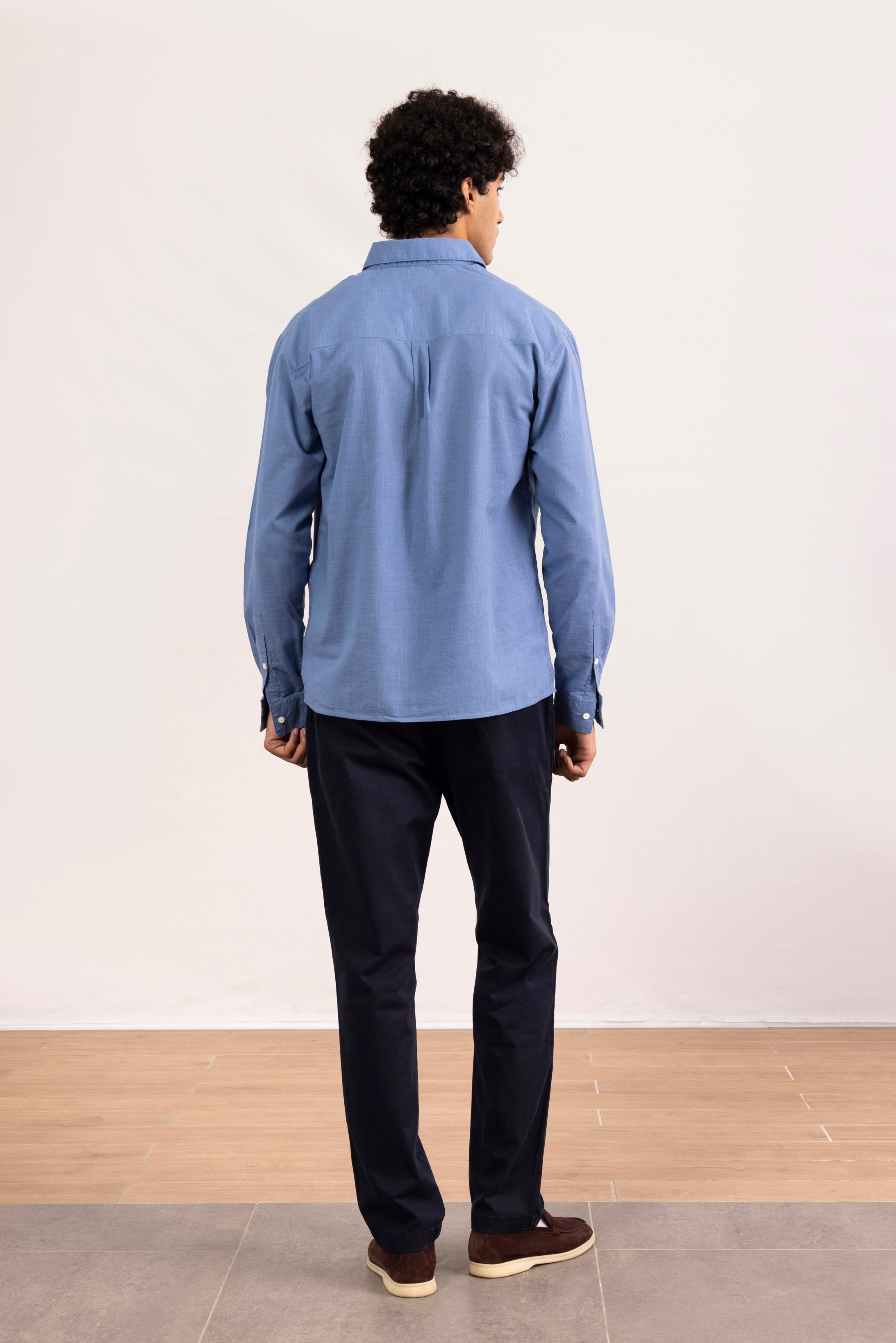 LINEN-COTTON BLEND BUTTON-UP SHIRT