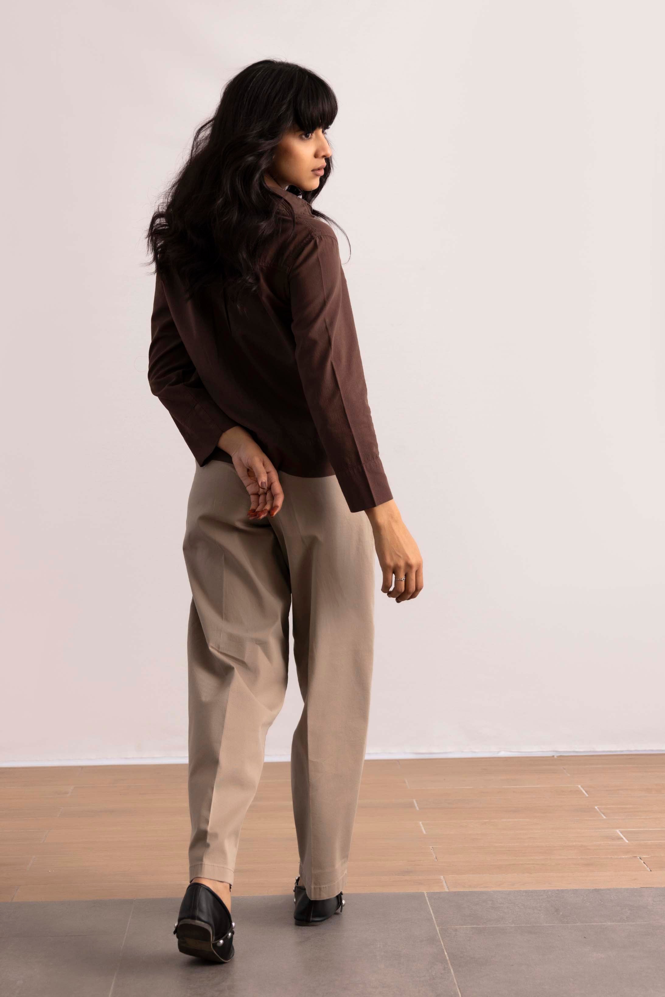 CROPPED BUTTON UP SHIRT