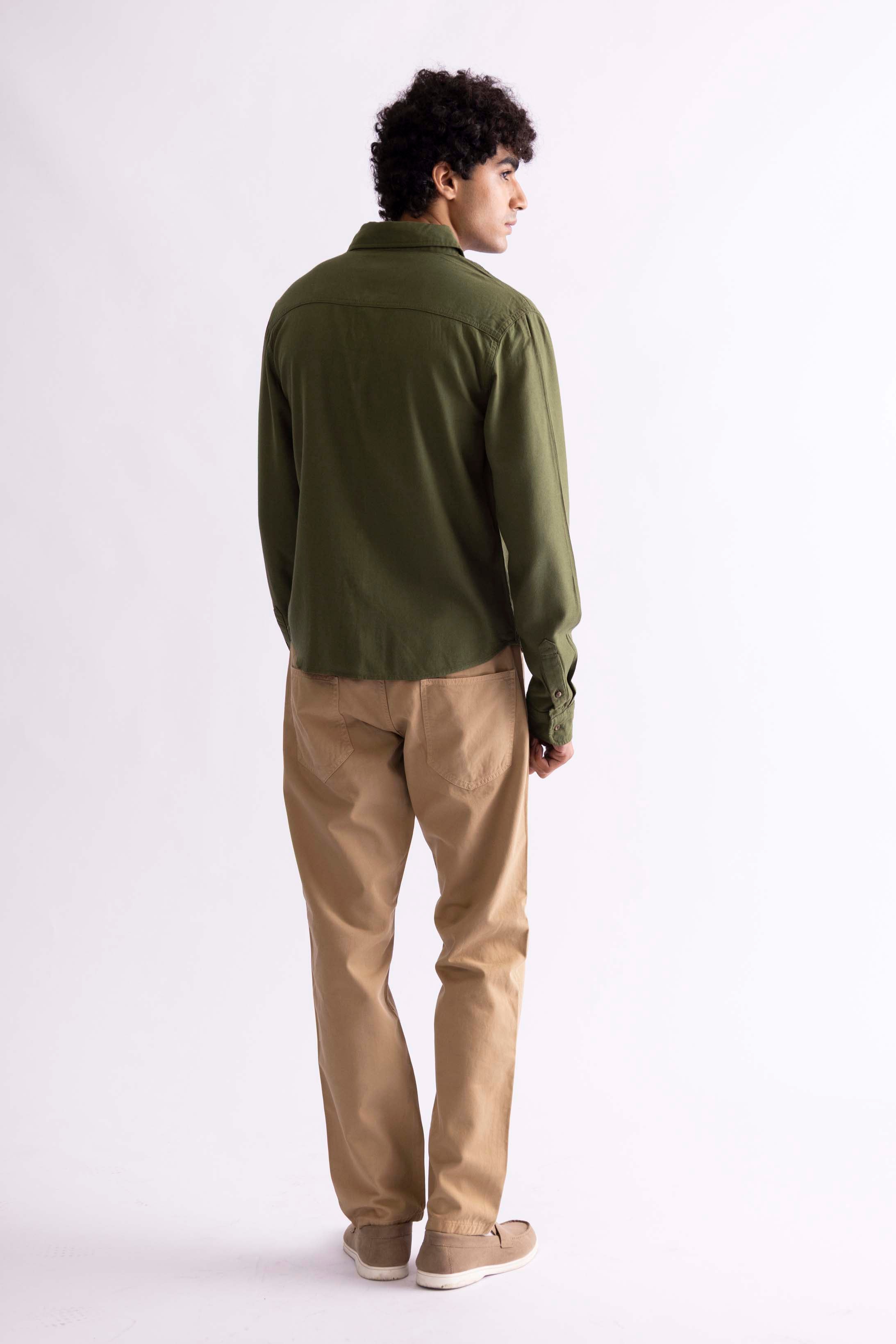Linen Button-Up Shirt With Pocket