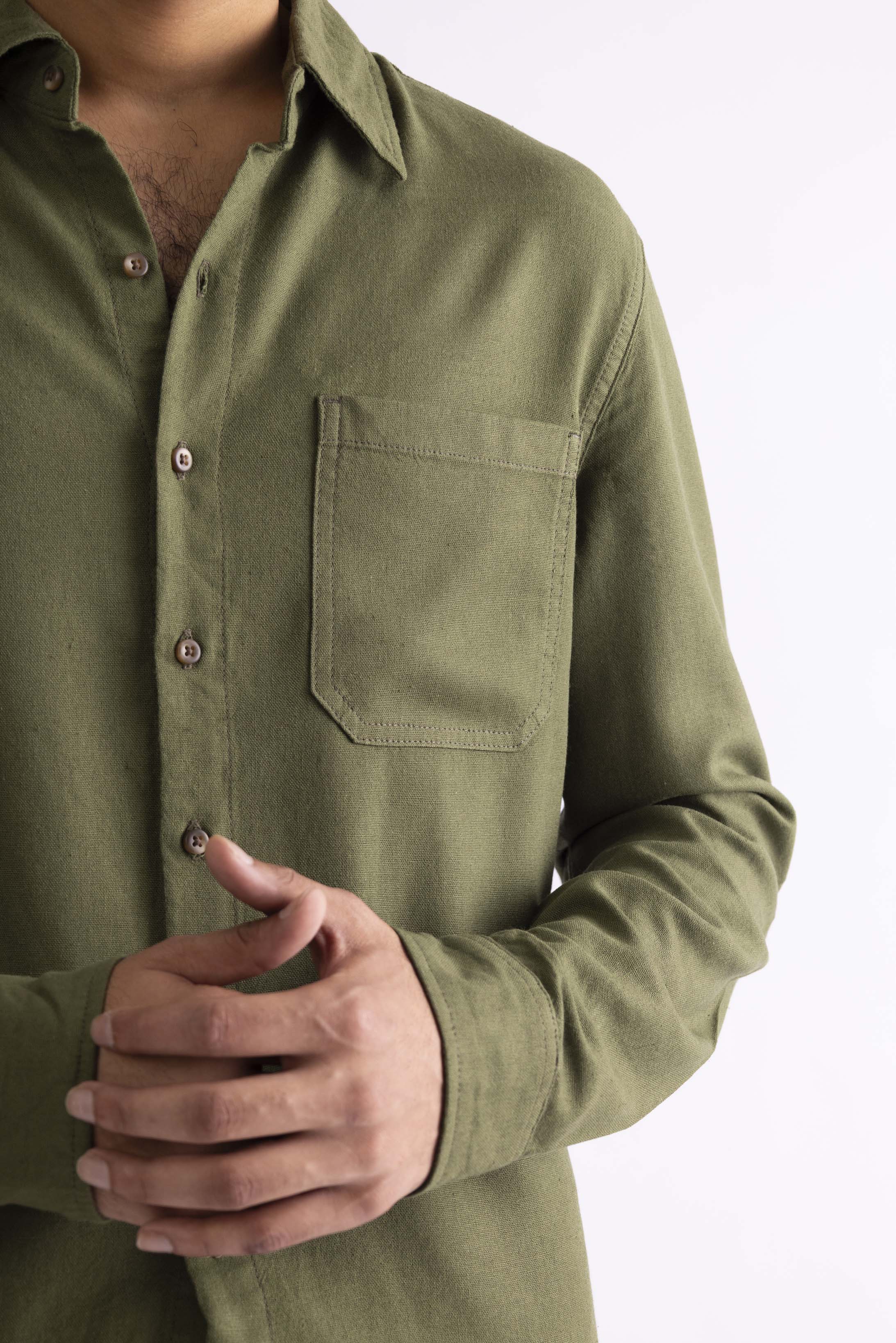 Linen Button-Up Shirt With Pocket