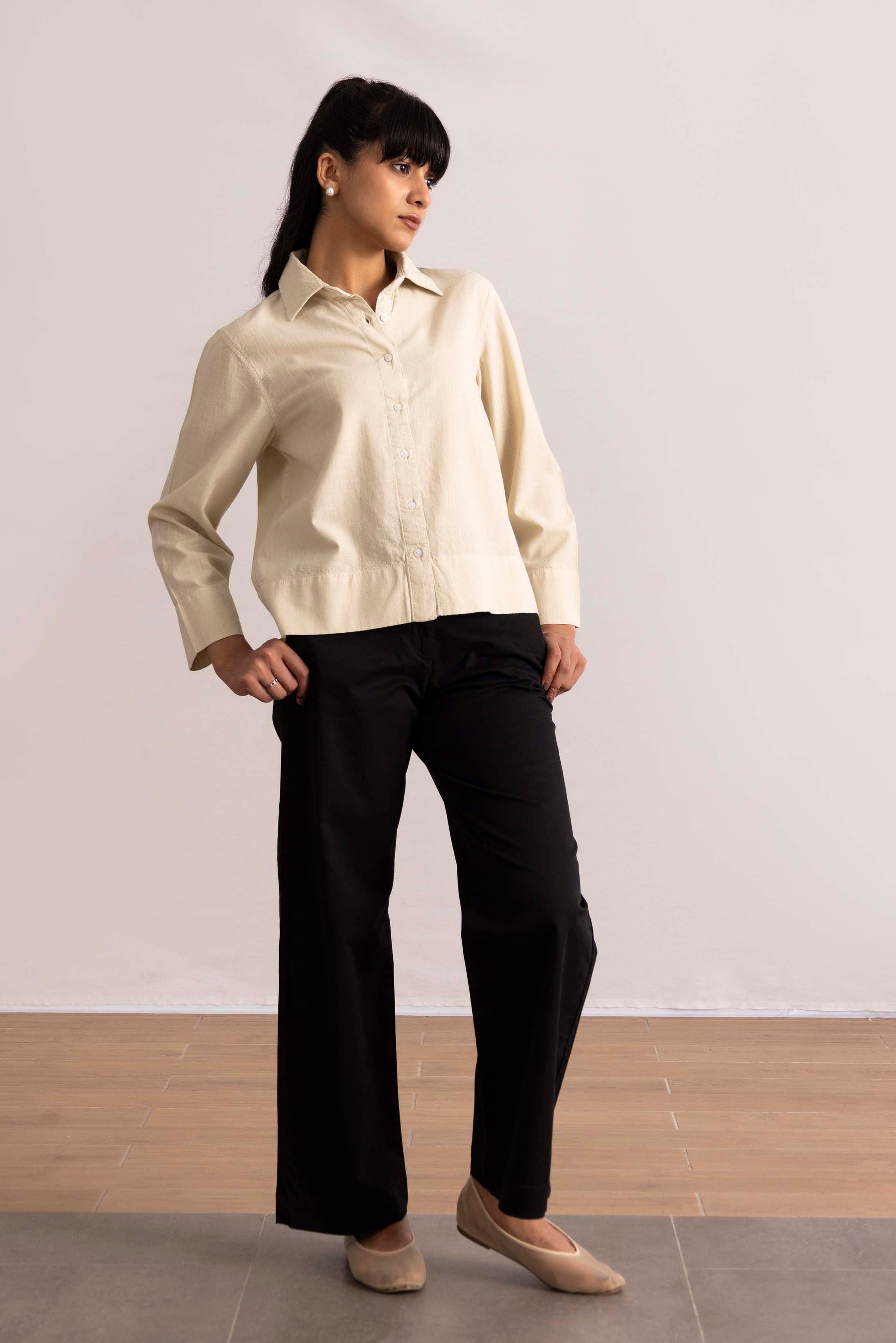 CROPPED BUTTON UP SHIRT