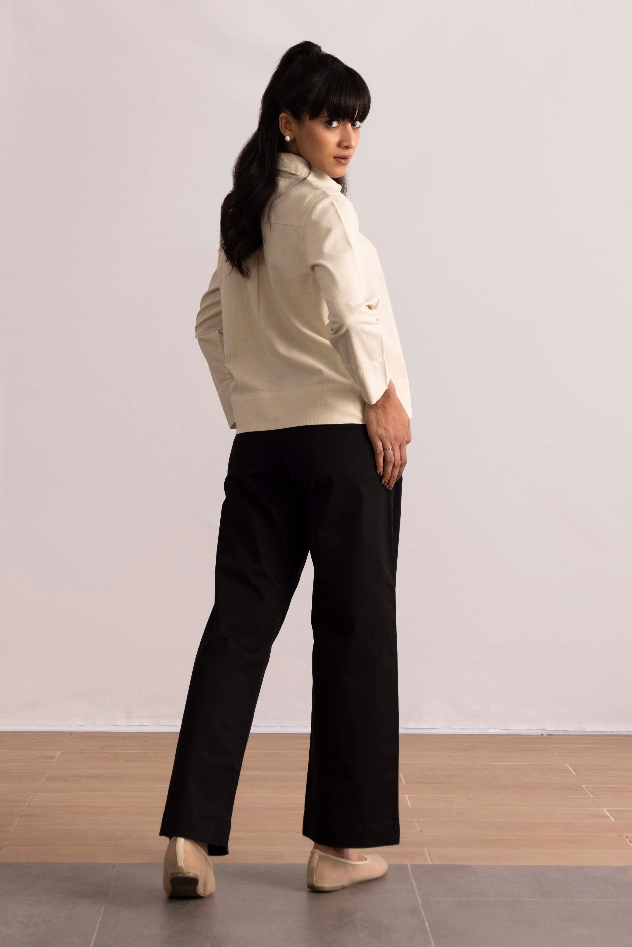 CROPPED BUTTON UP SHIRT