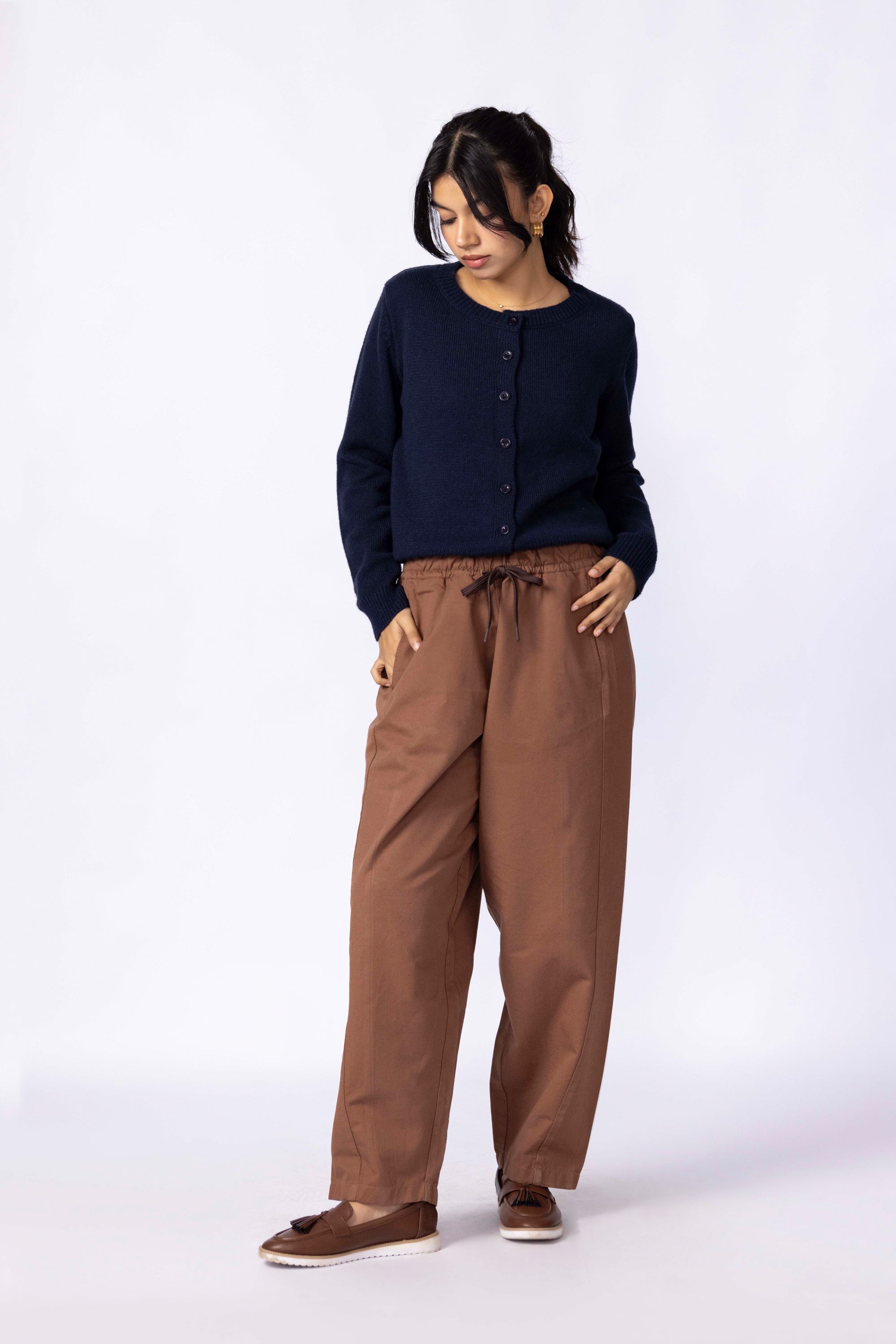 Barrel Fit Pants With Elasticated Waistband