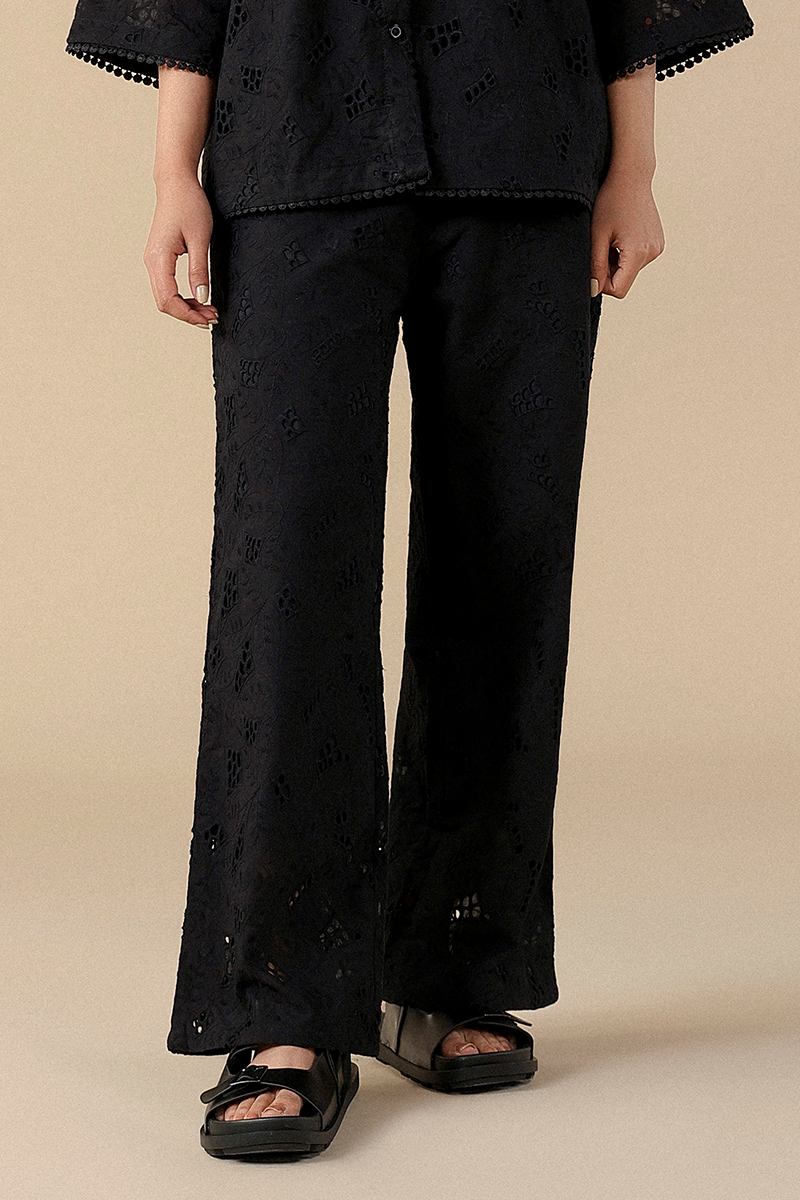 Schiffli Embroidered Straight Trousers