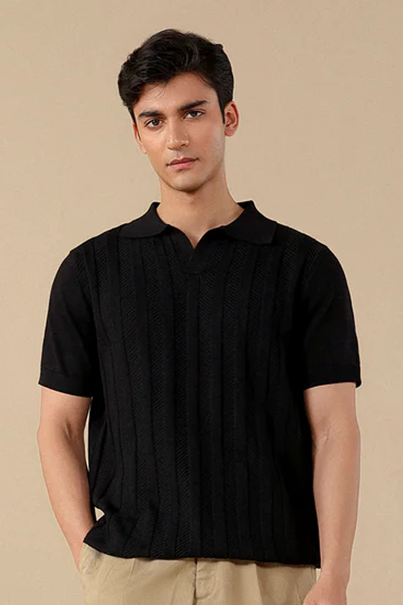 Texture Knit Polo Shirt