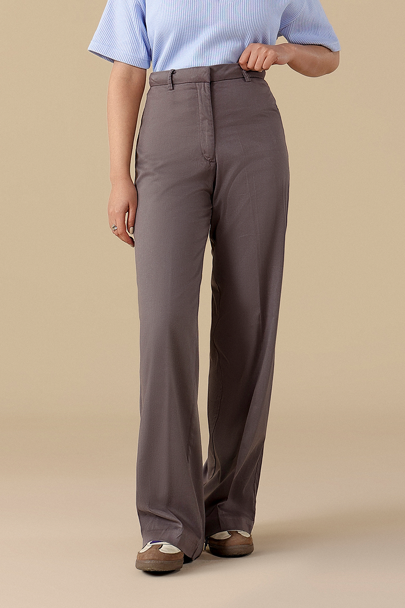 Creased Straight Fit Trousers