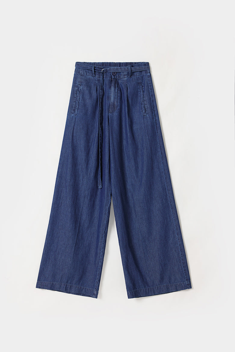 Wide Leg Belted Trousers
