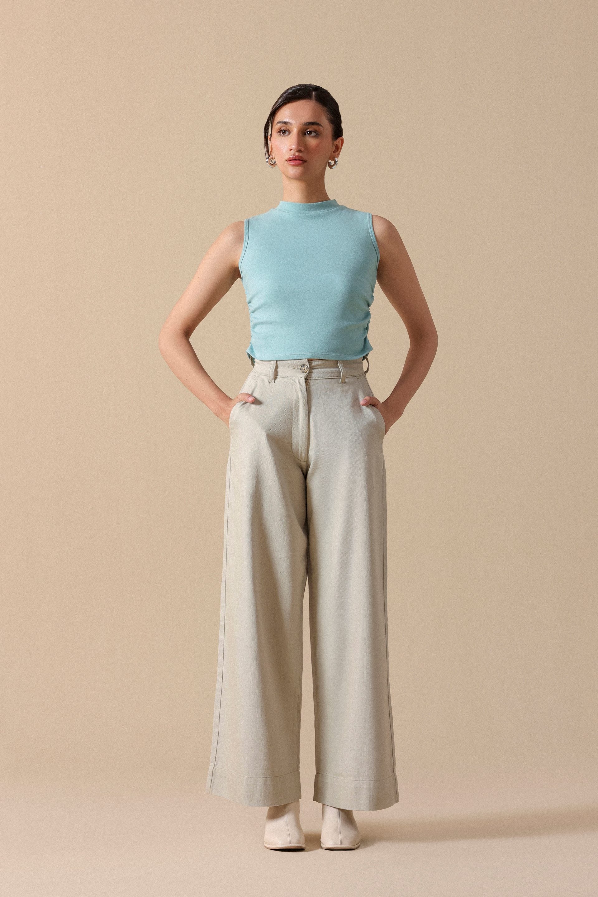 Ruched Tank Top - Miles #Color_Aqua