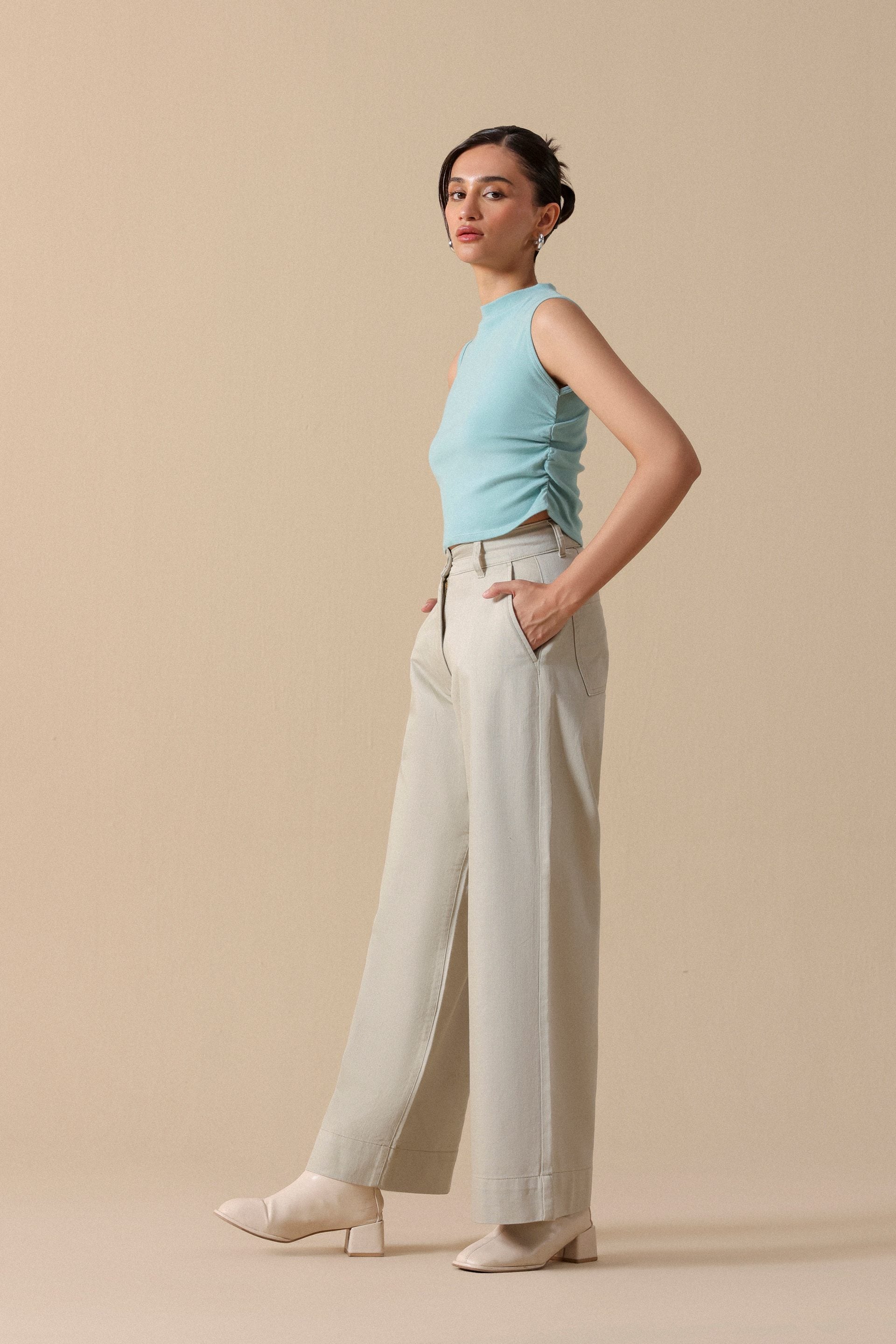 Ruched Tank Top - Miles #Color_Aqua