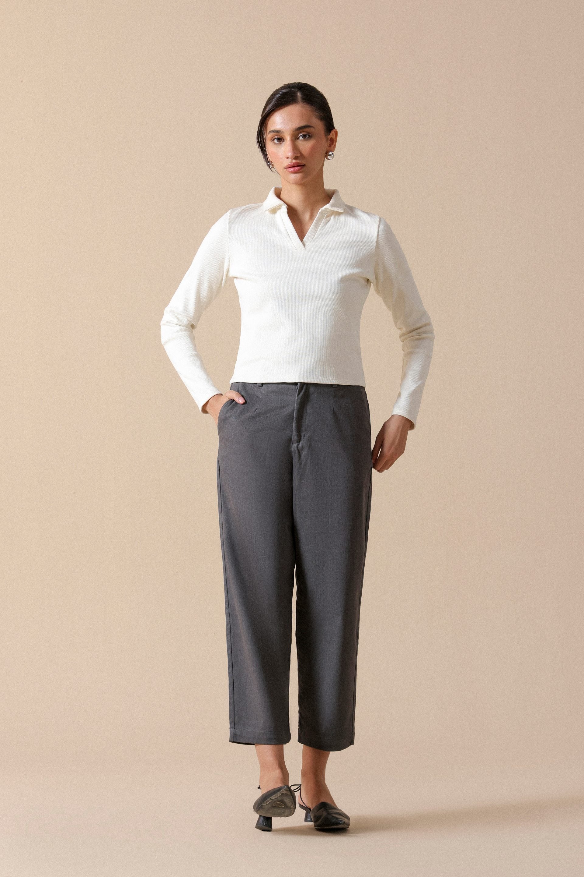 Ultra-Soft Cropped Chinos - Miles #Color_Charcoal Grey