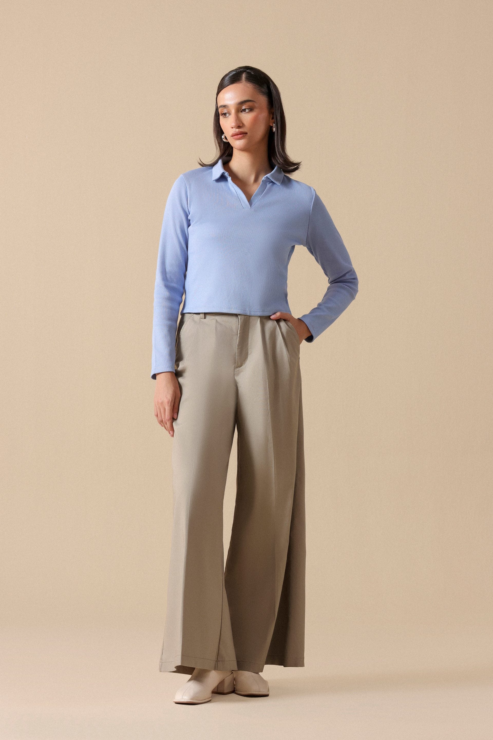 Rib Knit Polo - Miles #Color_Baby Blue