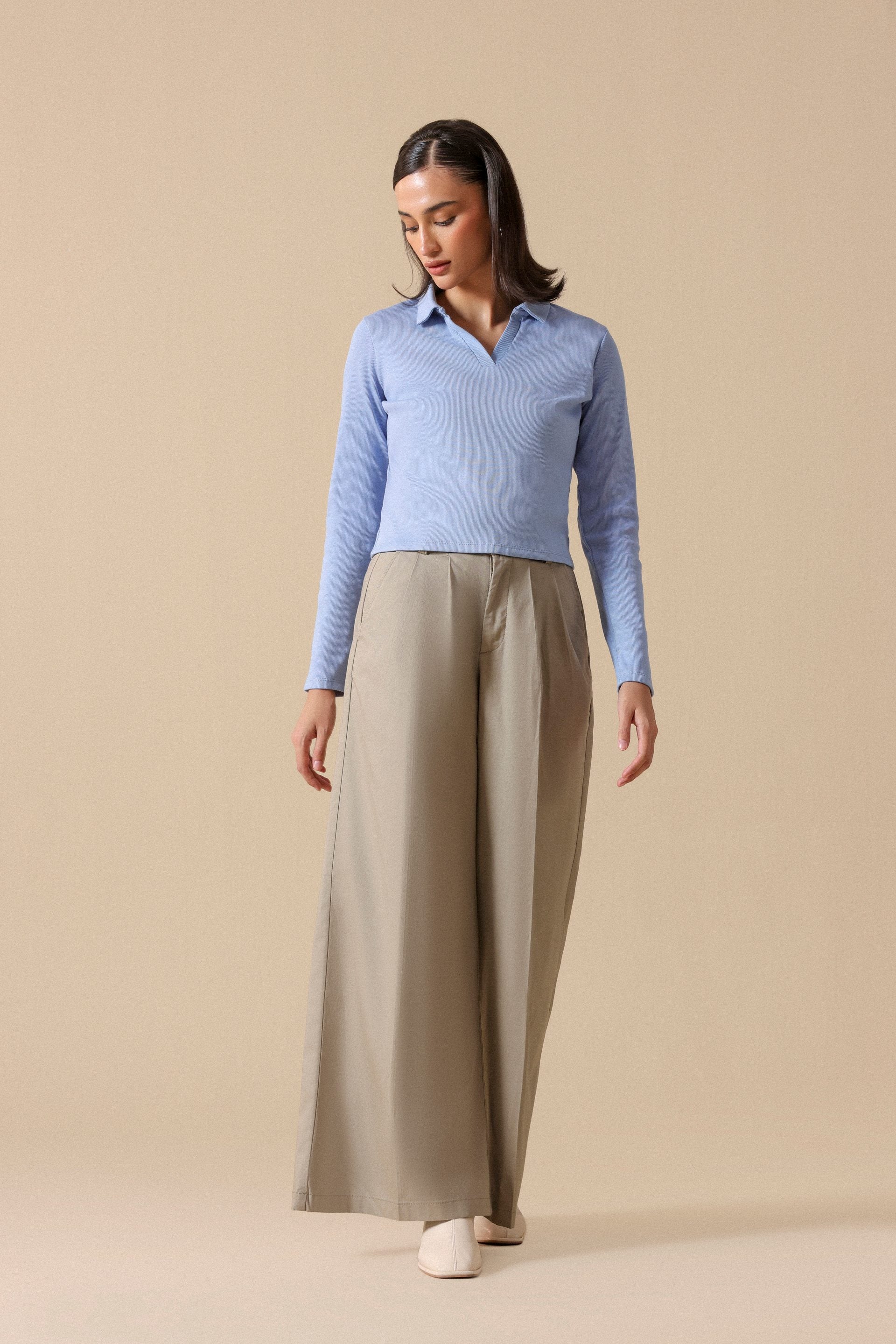 Rib Knit Polo - Miles #Color_Baby Blue