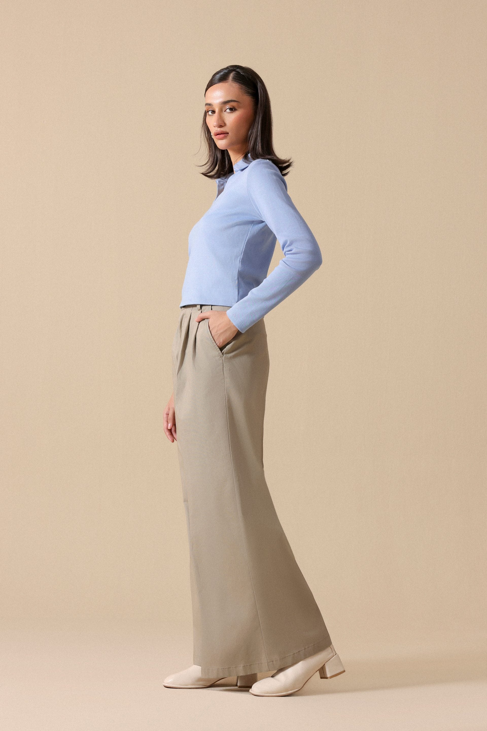 Rib Knit Polo - Miles #Color_Baby Blue