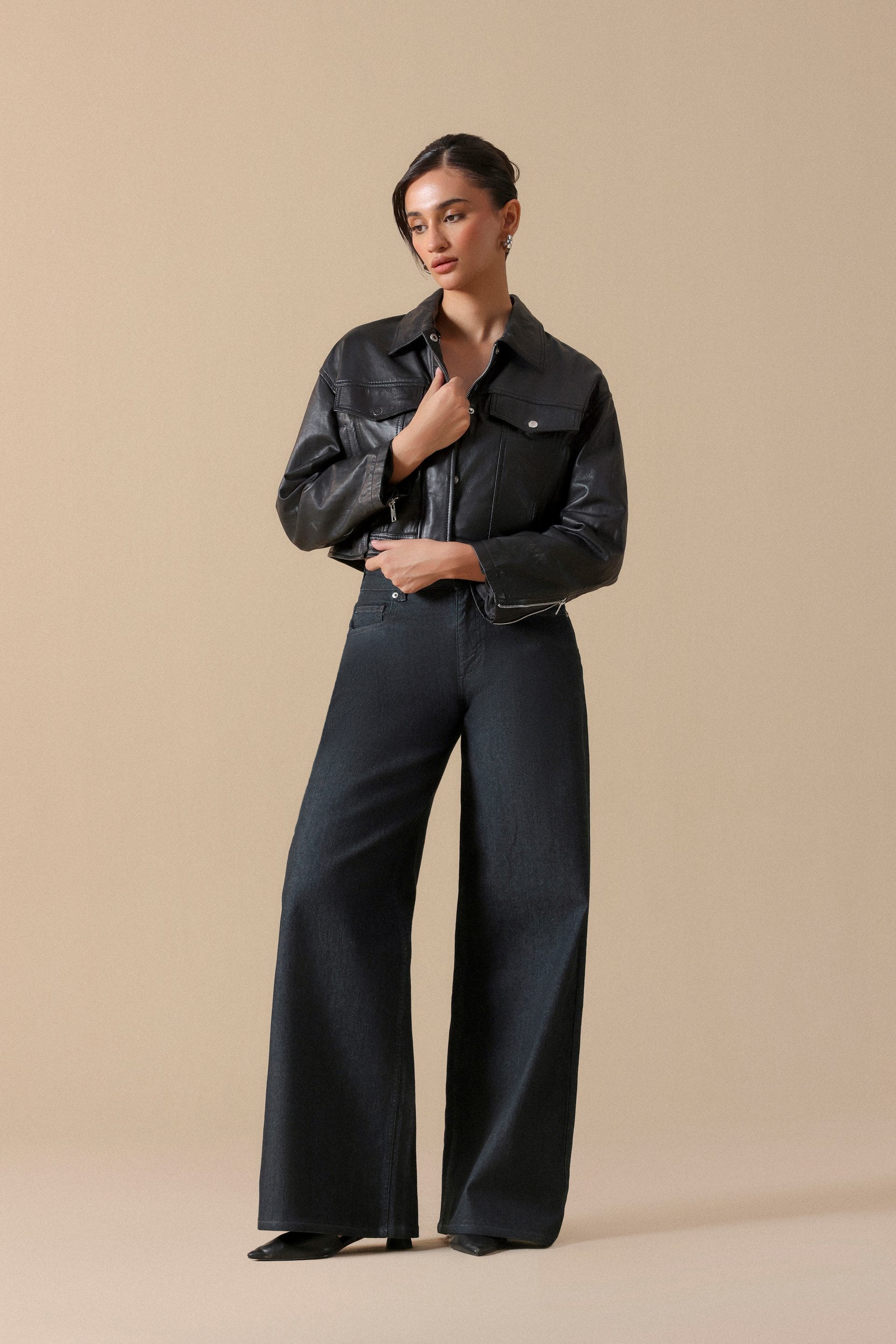 Faux Leather Trucker Jacket - Miles