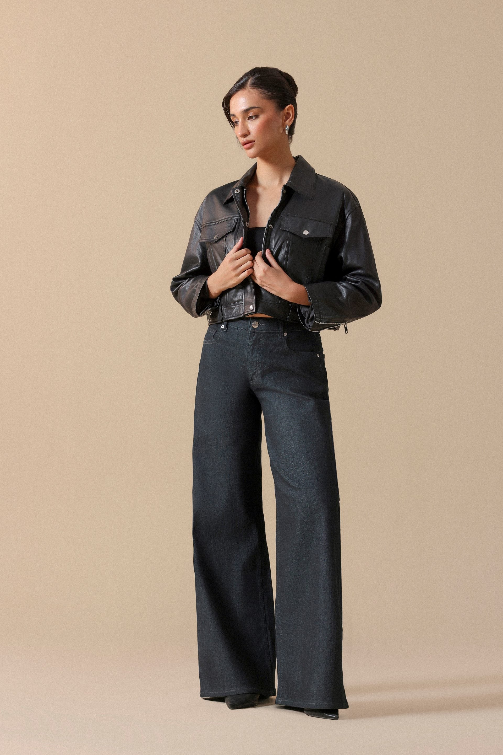 Faux Leather Trucker Jacket - Miles