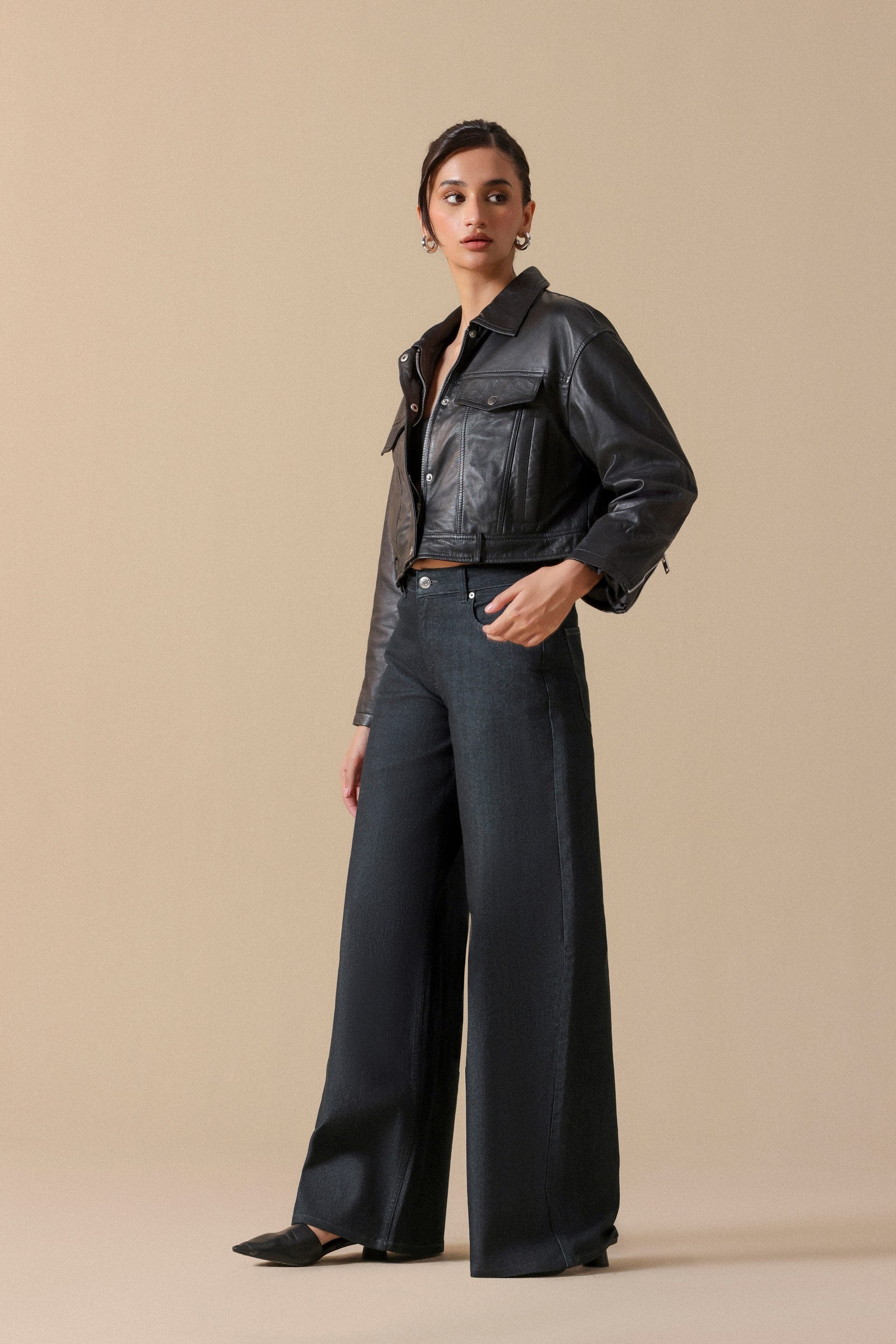 Faux Leather Trucker Jacket - Miles