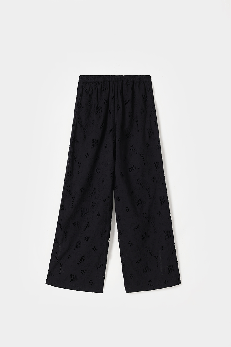 Schiffli Embroidered Straight Trousers