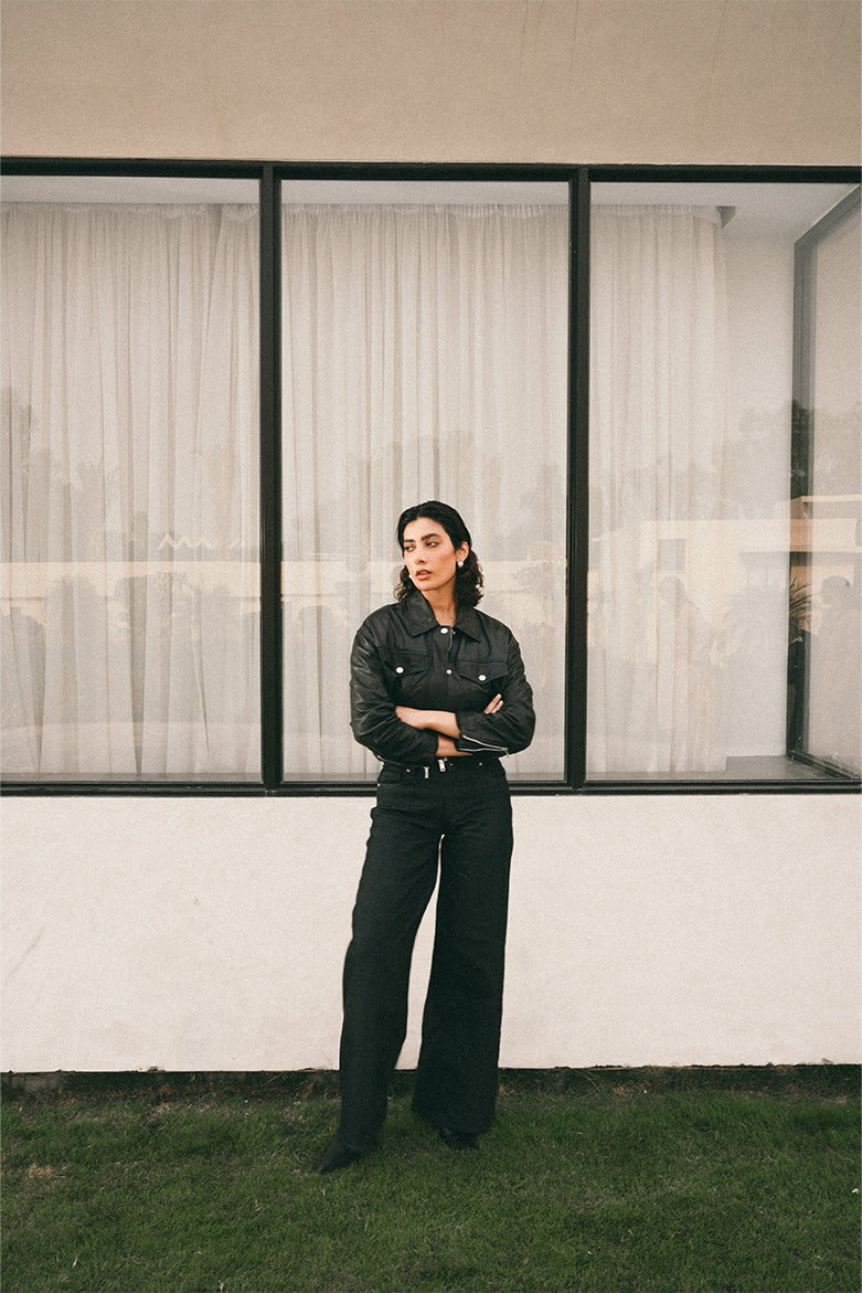 Faux Leather Trucker Jacket