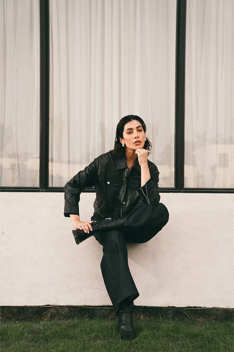 Faux Leather Trucker Jacket