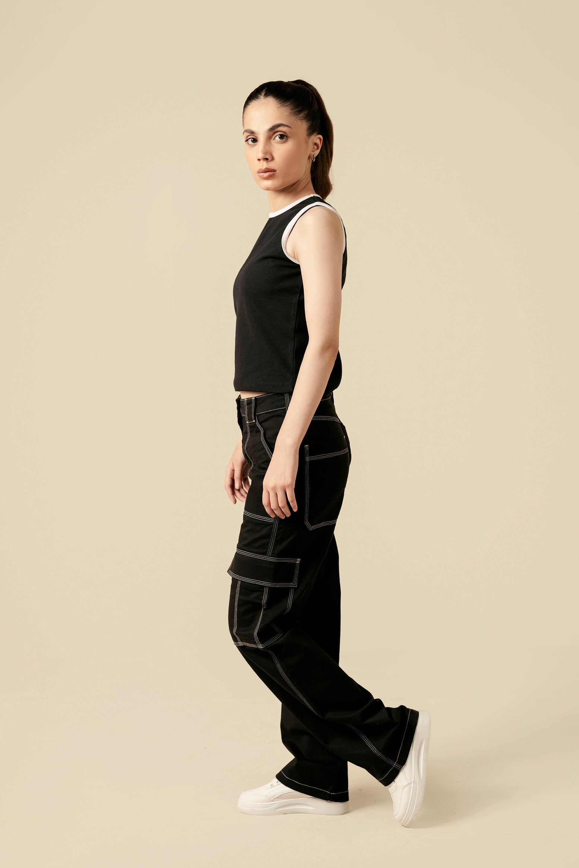 Ringer Tank Top - Miles #Color_Black