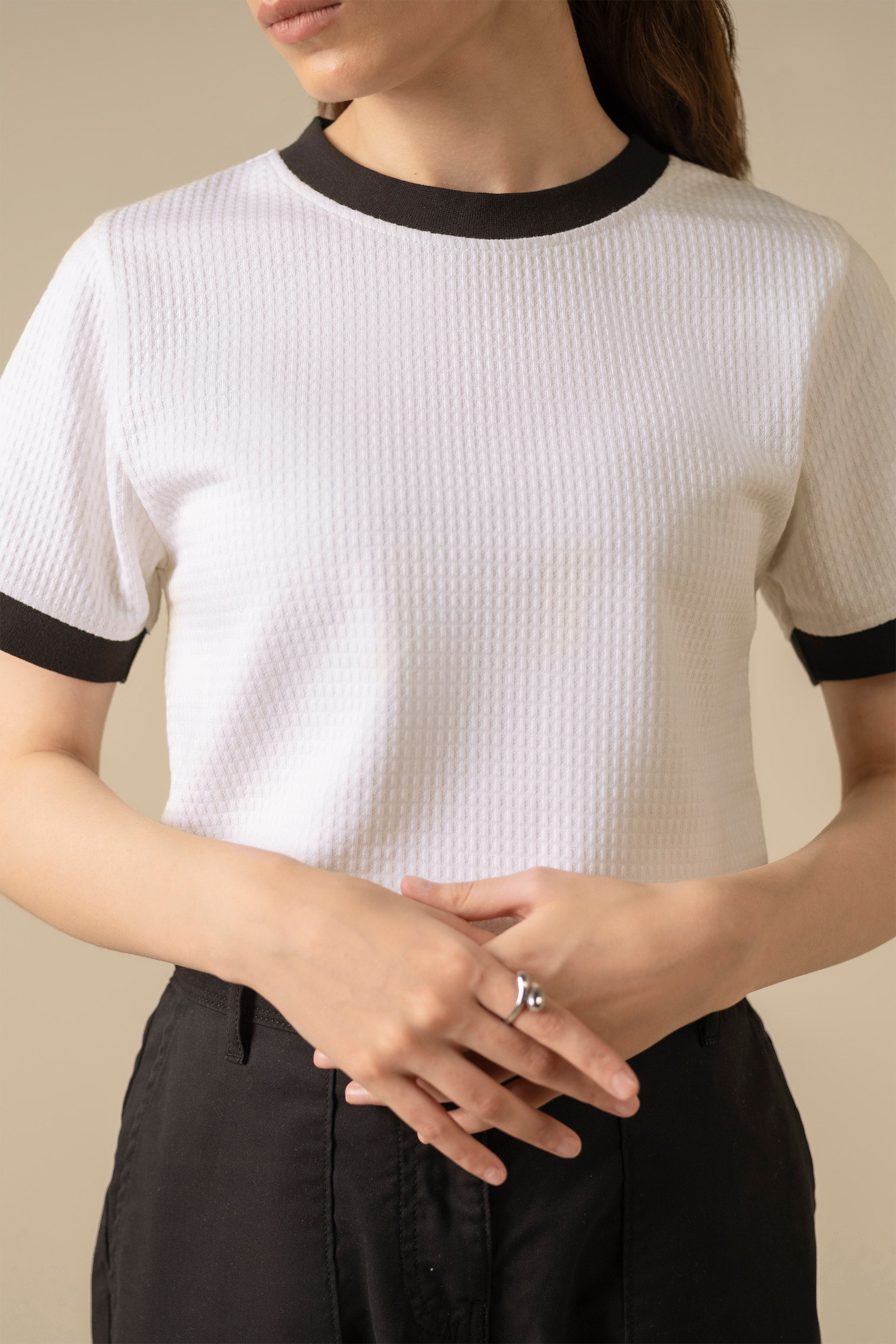 Waffle Texture T‐Shirt - Miles #Color_Off-White