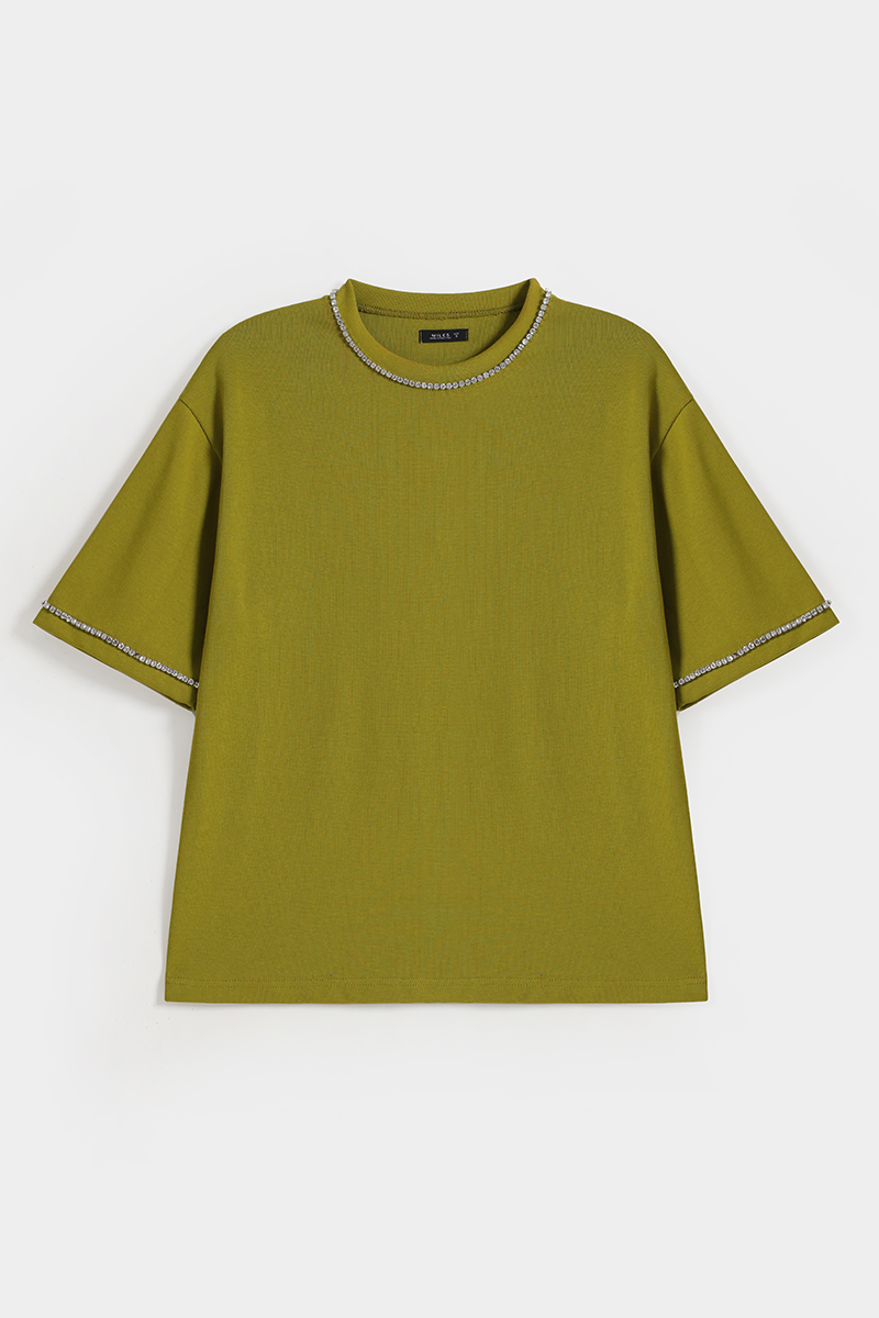 Lace trim women t shirt