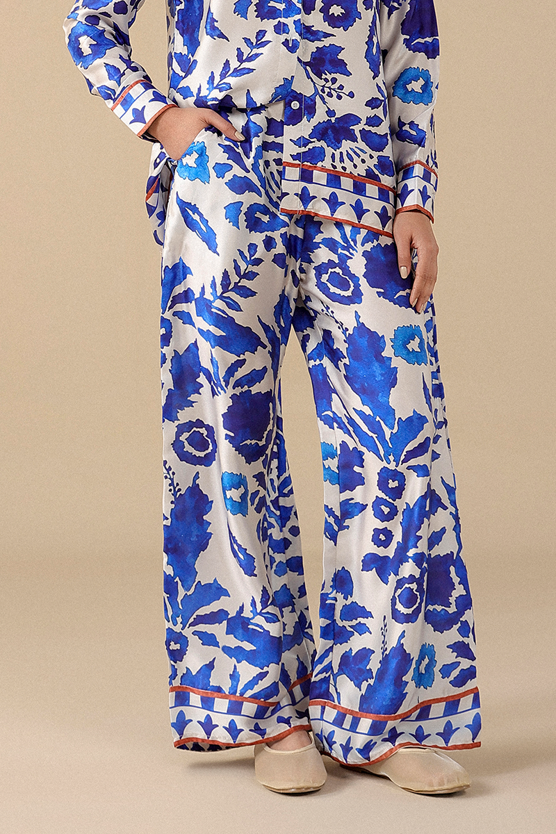 Printed Silk Flared Trousers