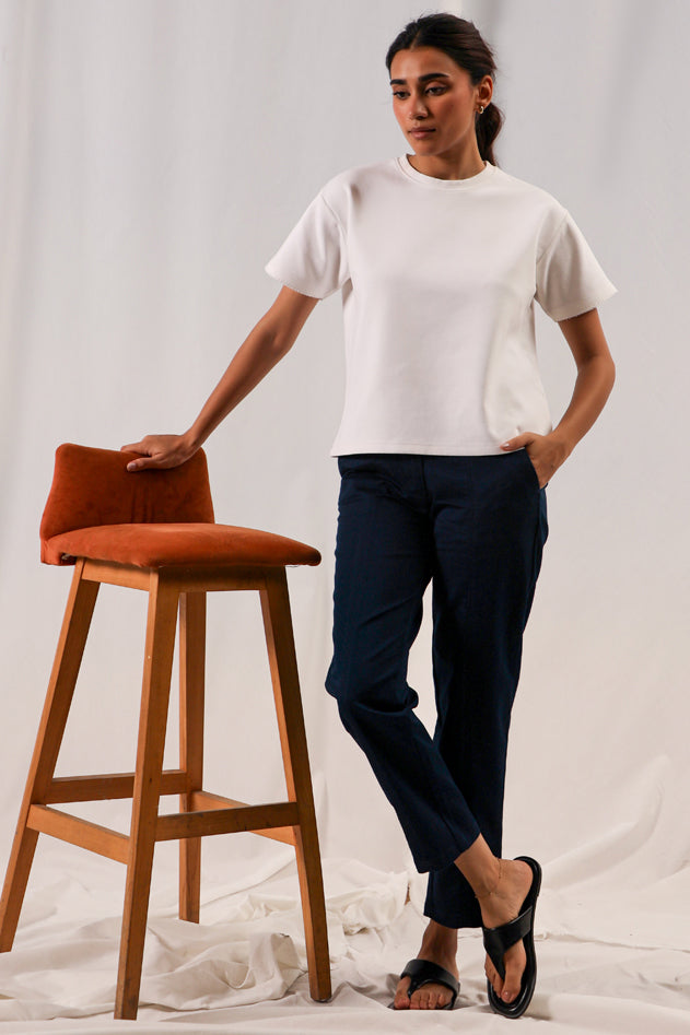 formal pants for women #Color_Navy Blue