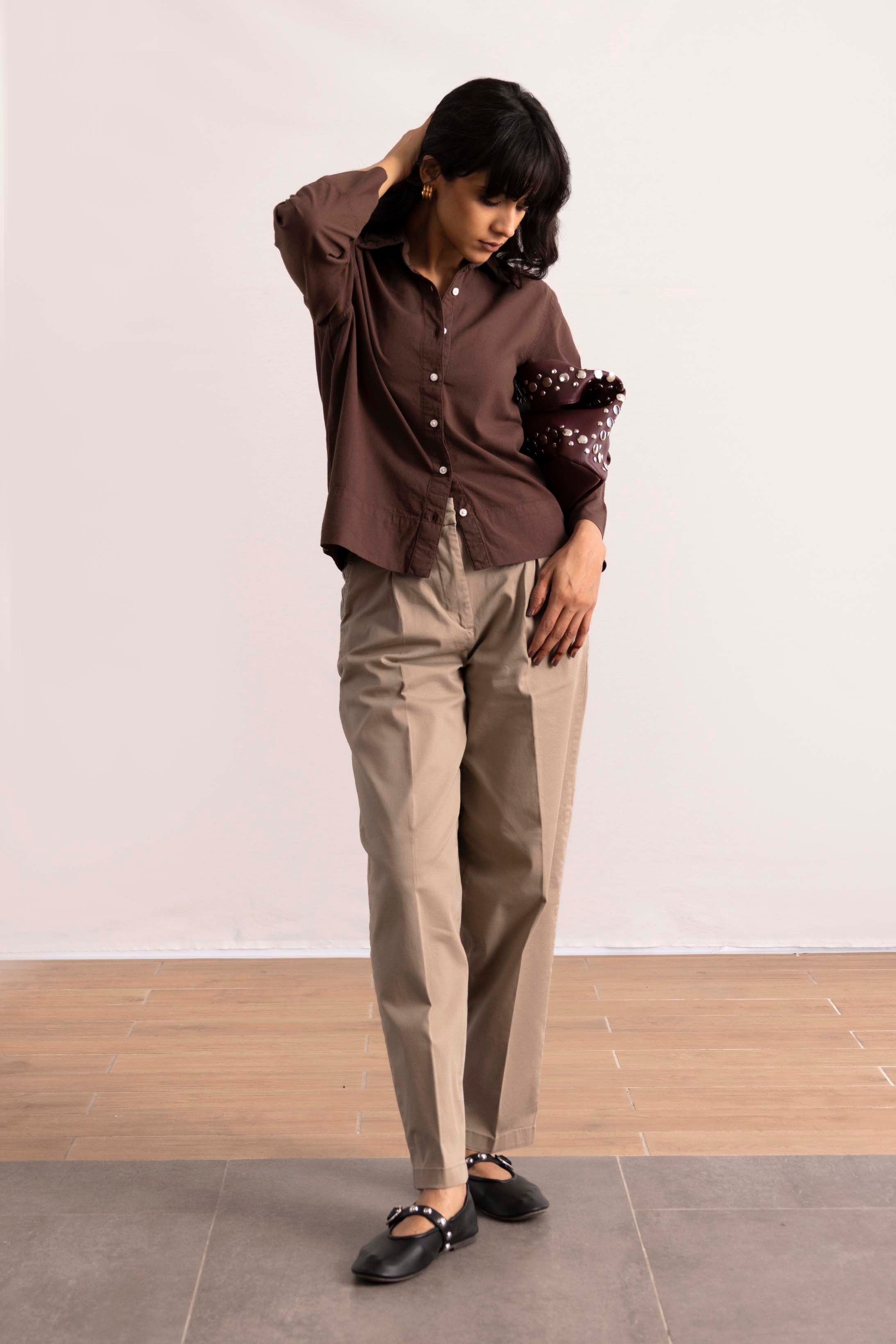 CROPPED BUTTON UP SHIRT
