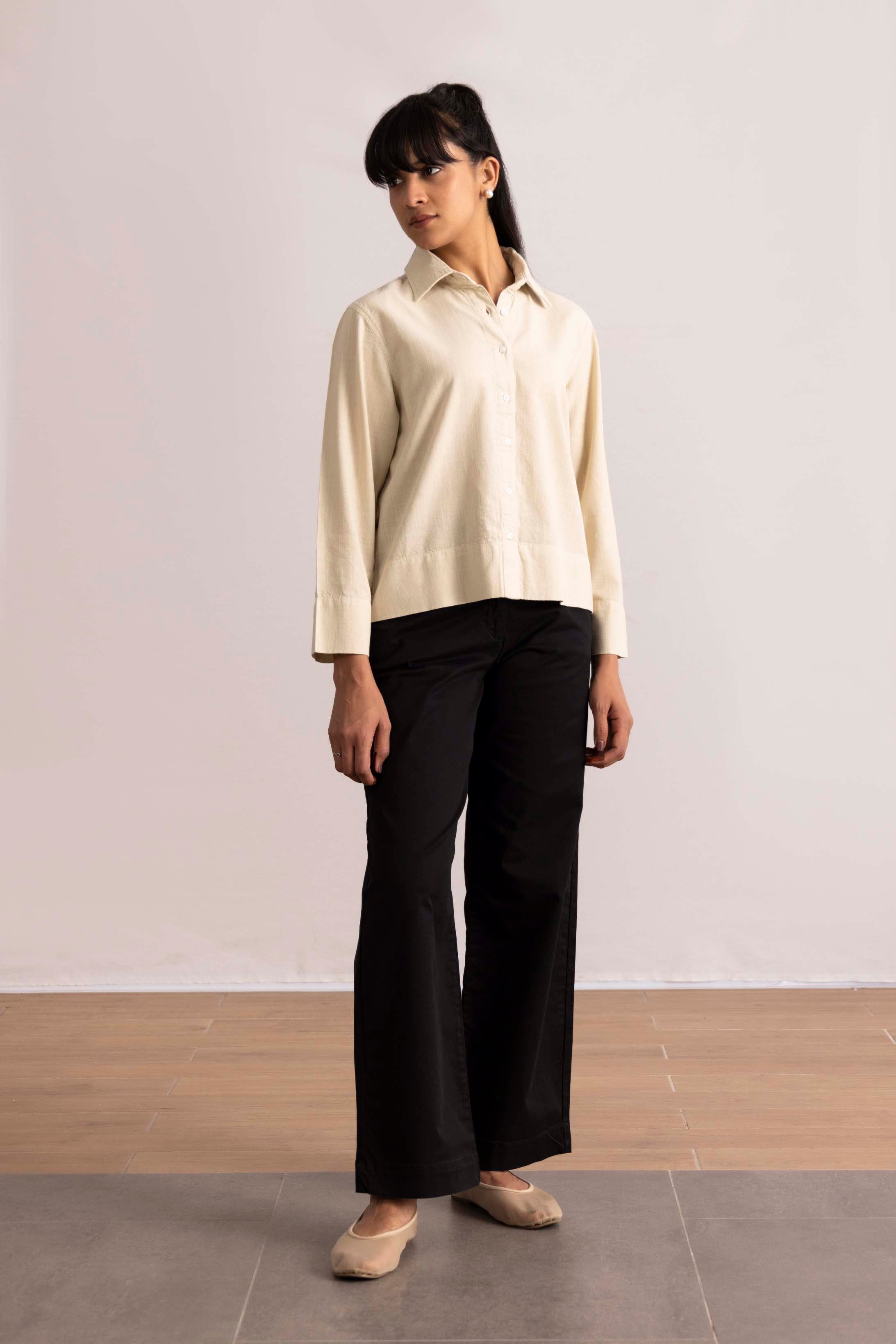 CROPPED BUTTON UP SHIRT
