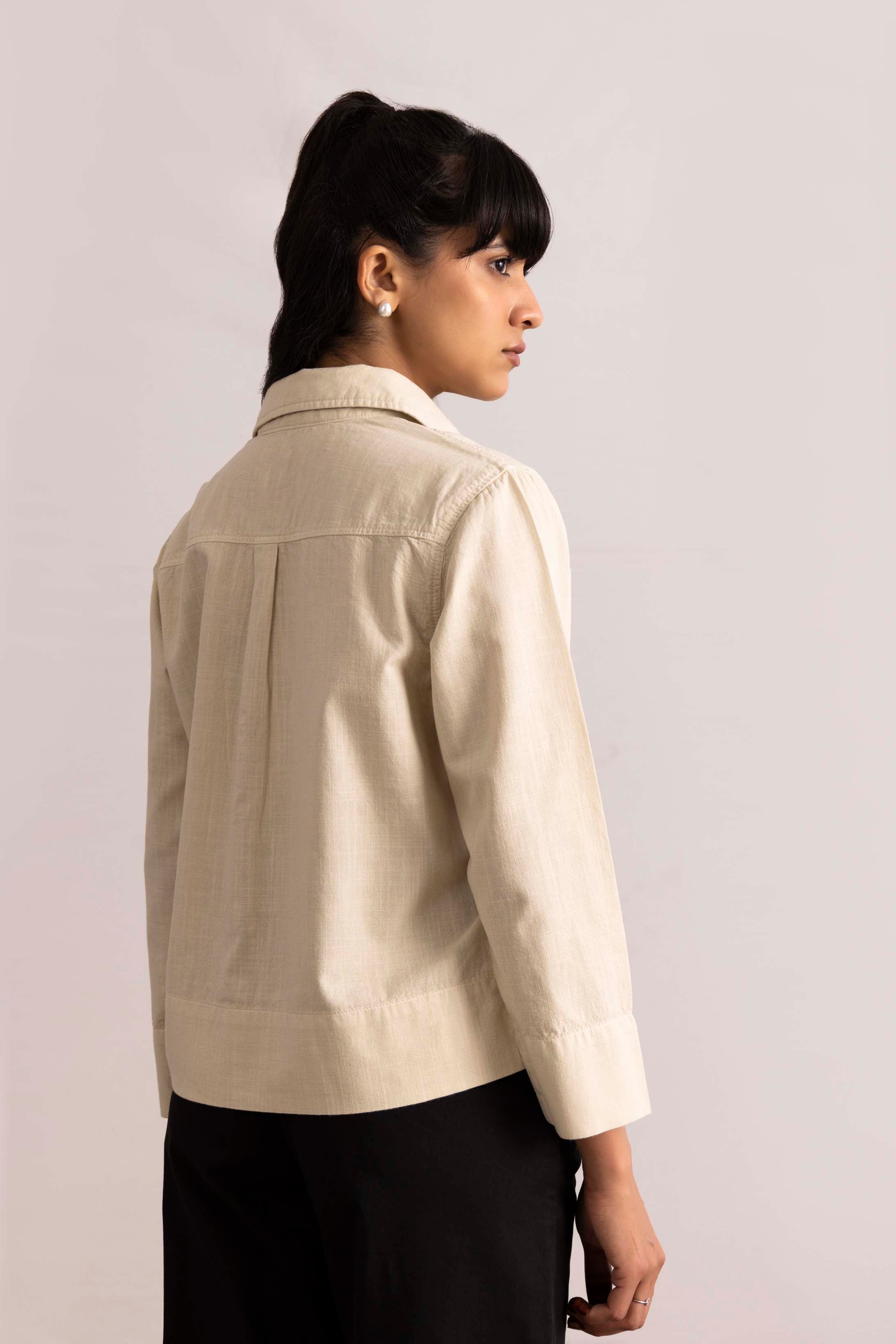 CROPPED BUTTON UP SHIRT
