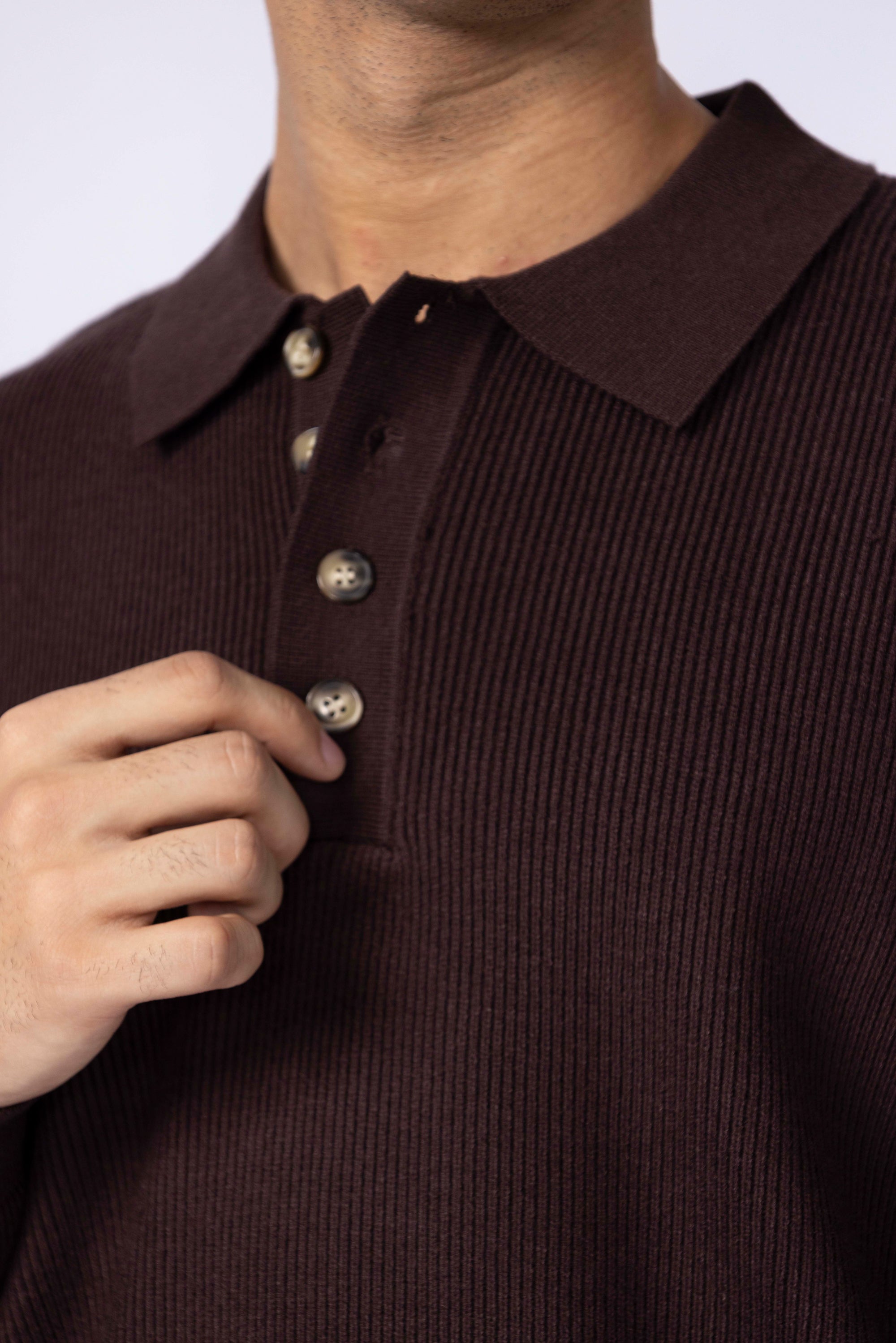 Button-down Knit Polo Sweater