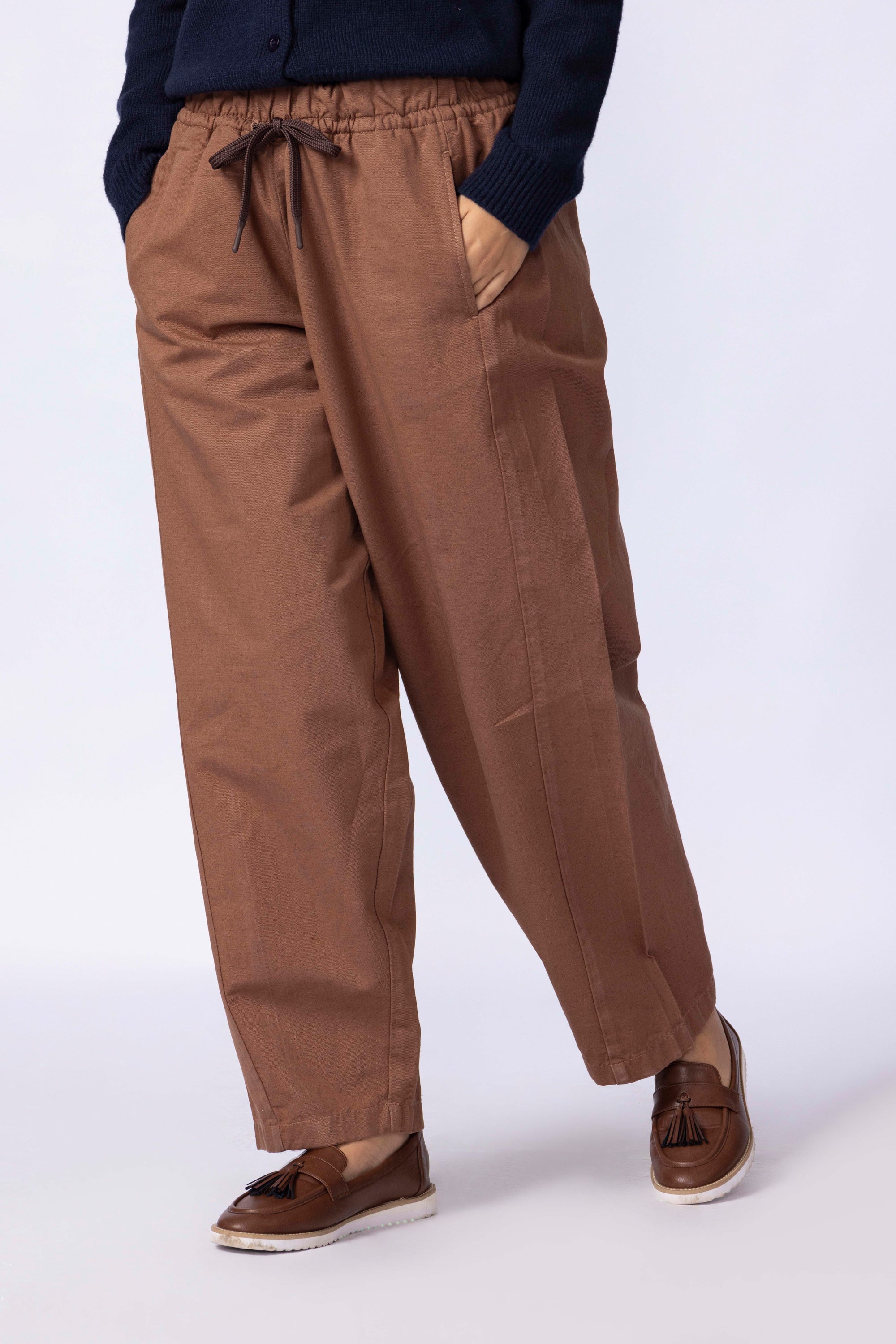 Barrel Fit Pants With Elasticated Waistband