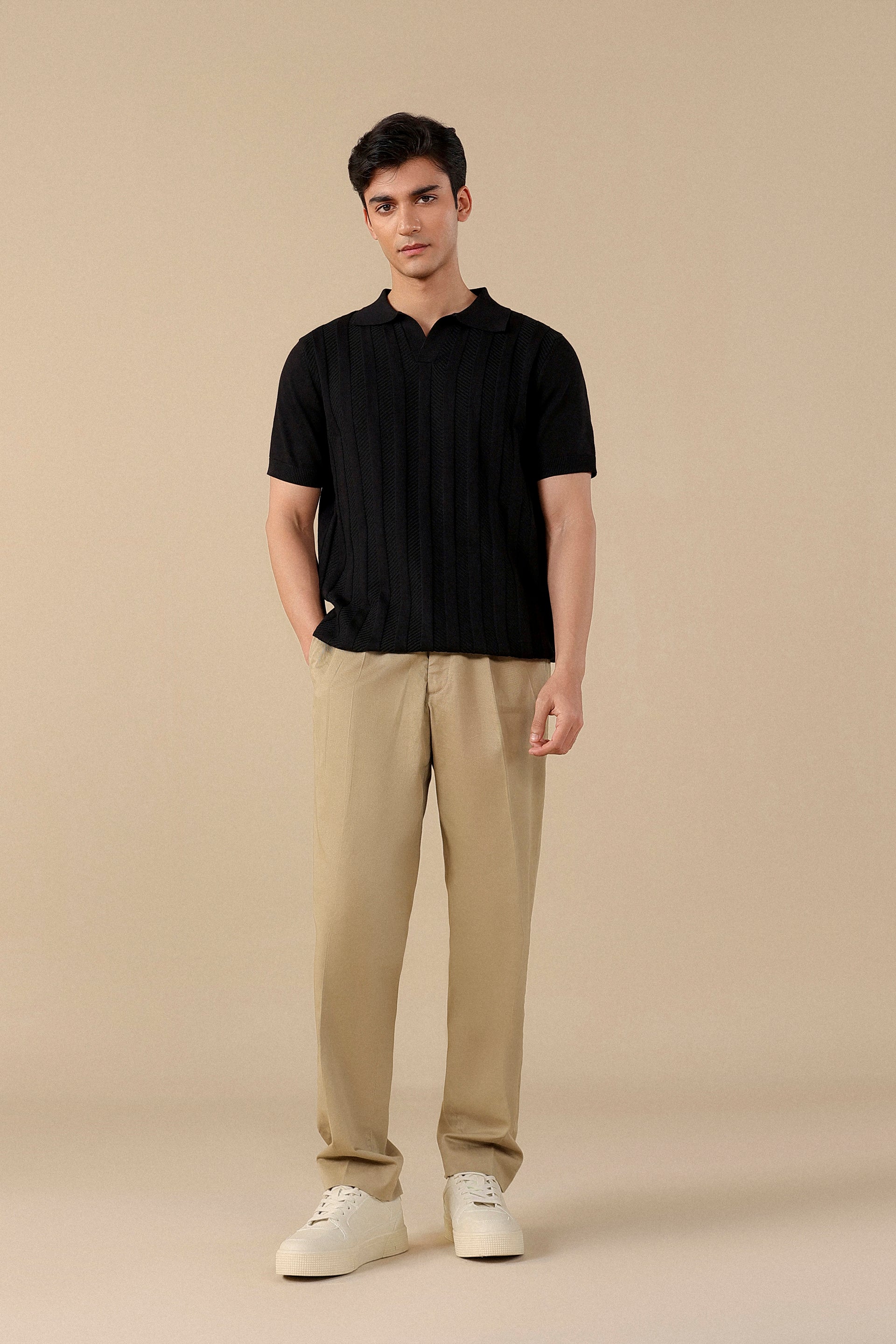 Texture Knit Polo Shirt