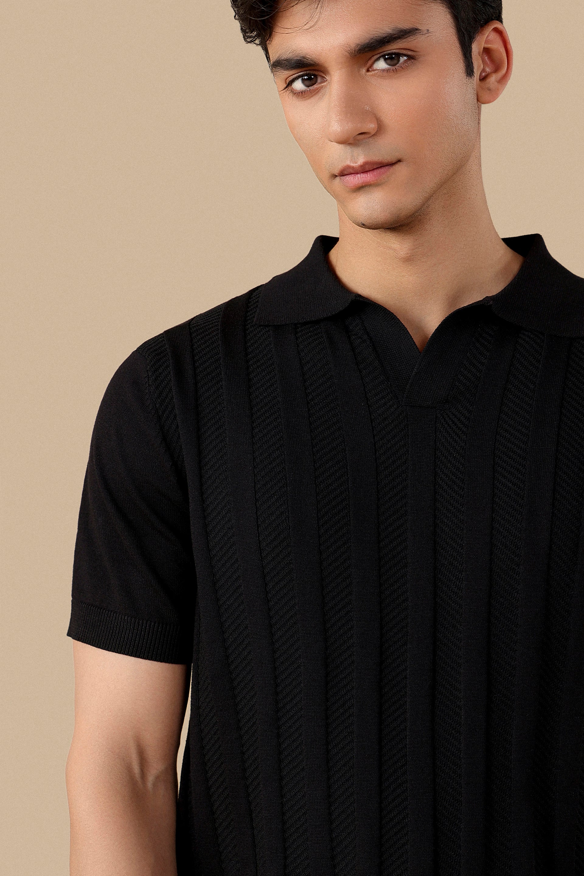 Texture Knit Polo Shirt