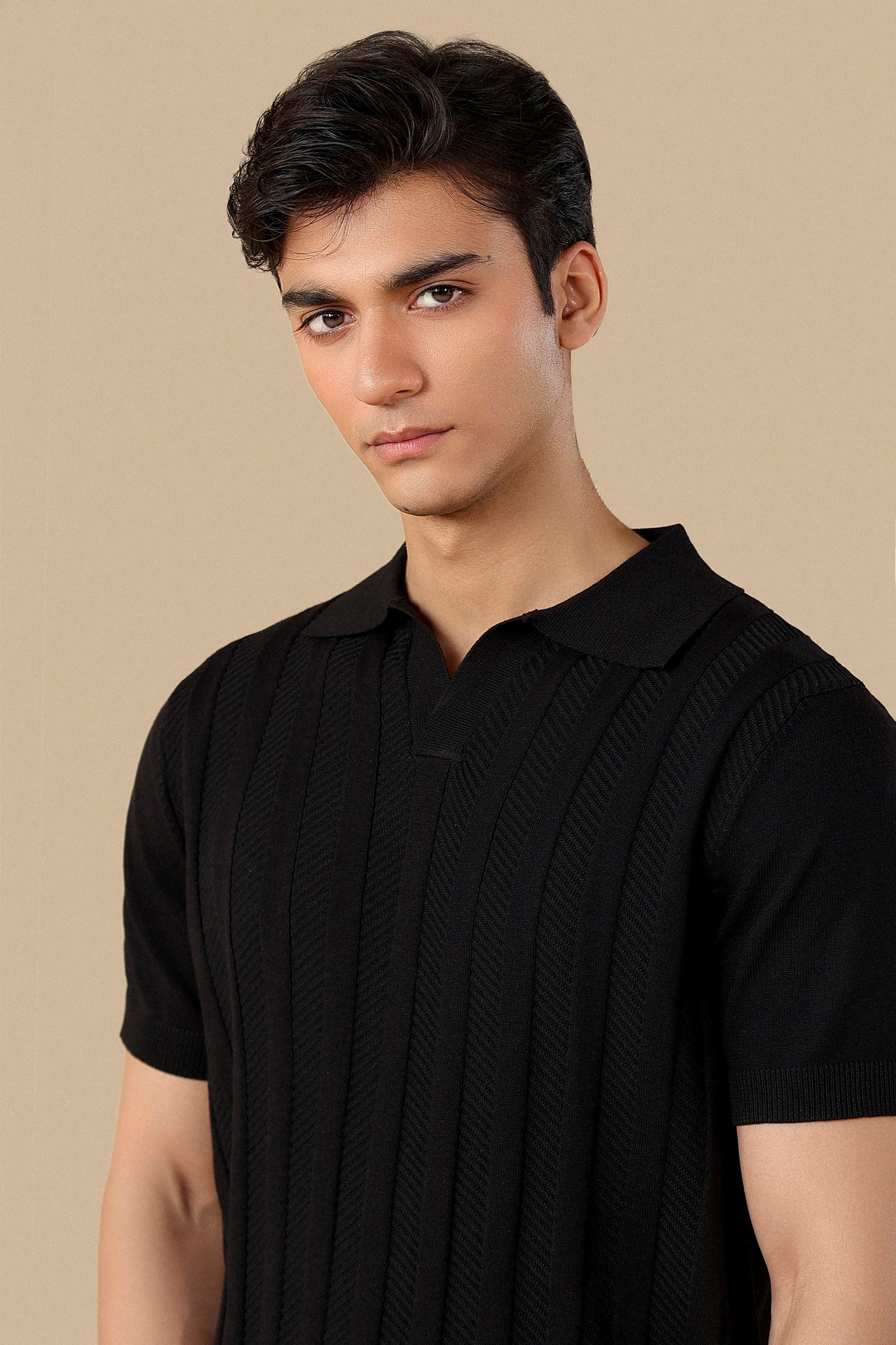 Texture Knit Polo Shirt