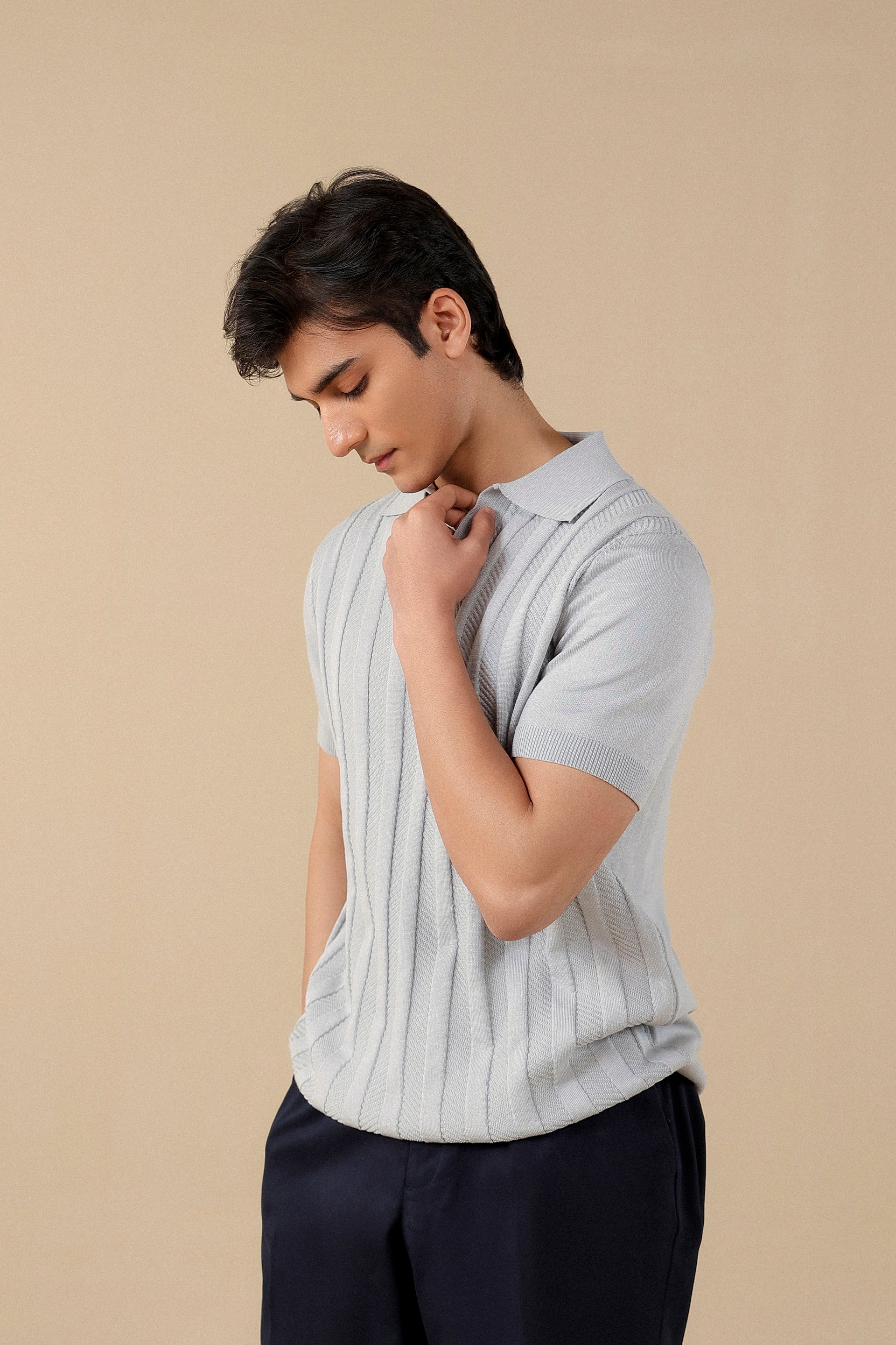 Texture Knit Polo Shirt