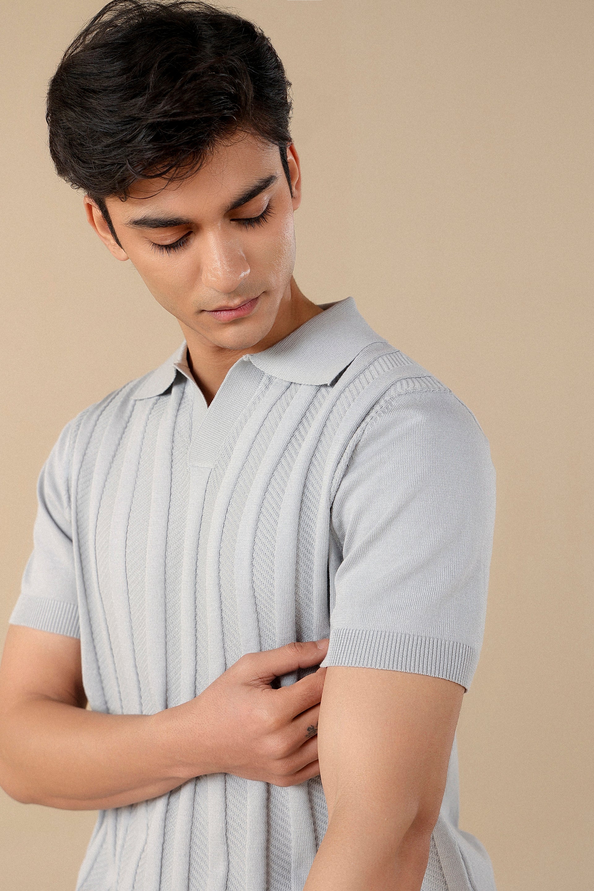 Texture Knit Polo Shirt