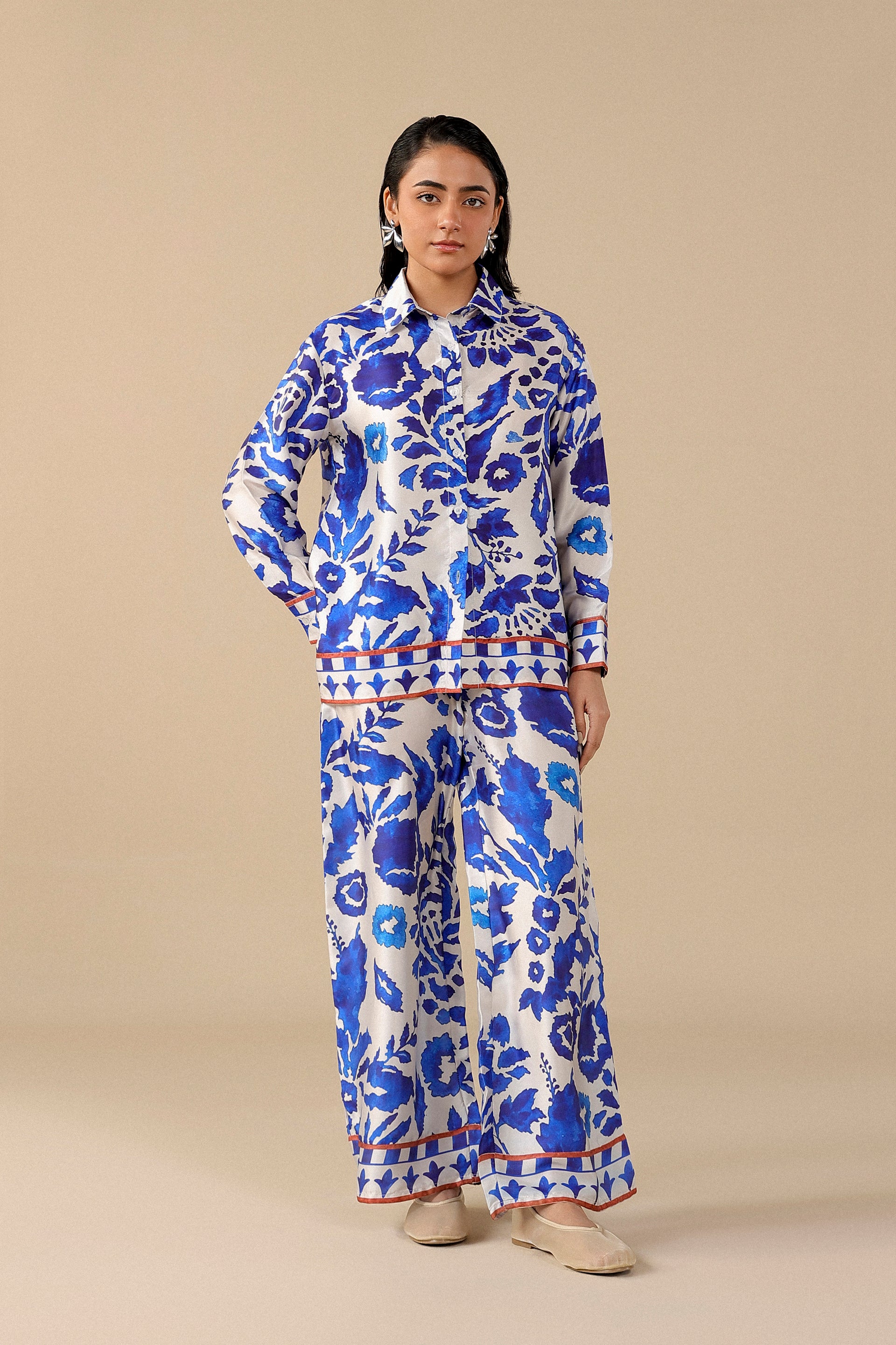 Printed Silk Flared Trousers