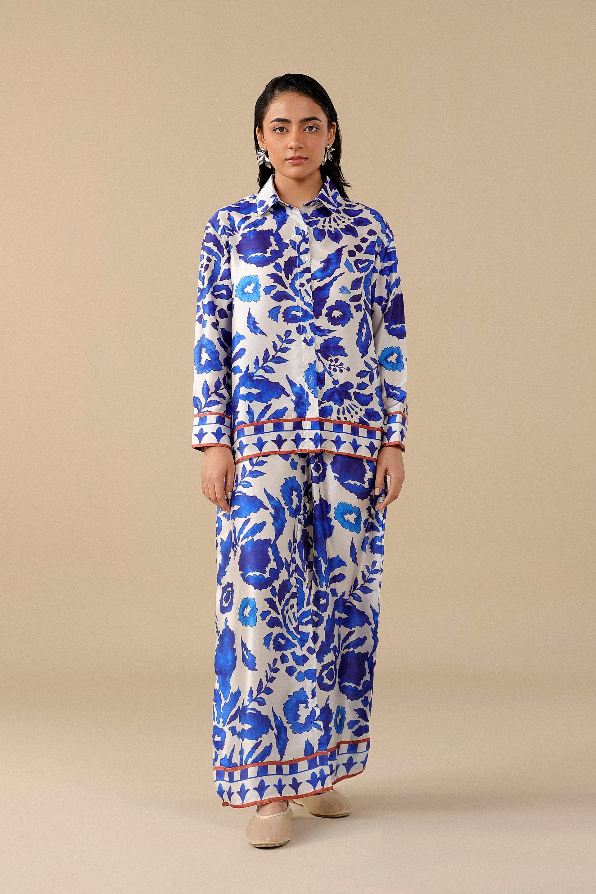 Printed Silk Flared Trousers