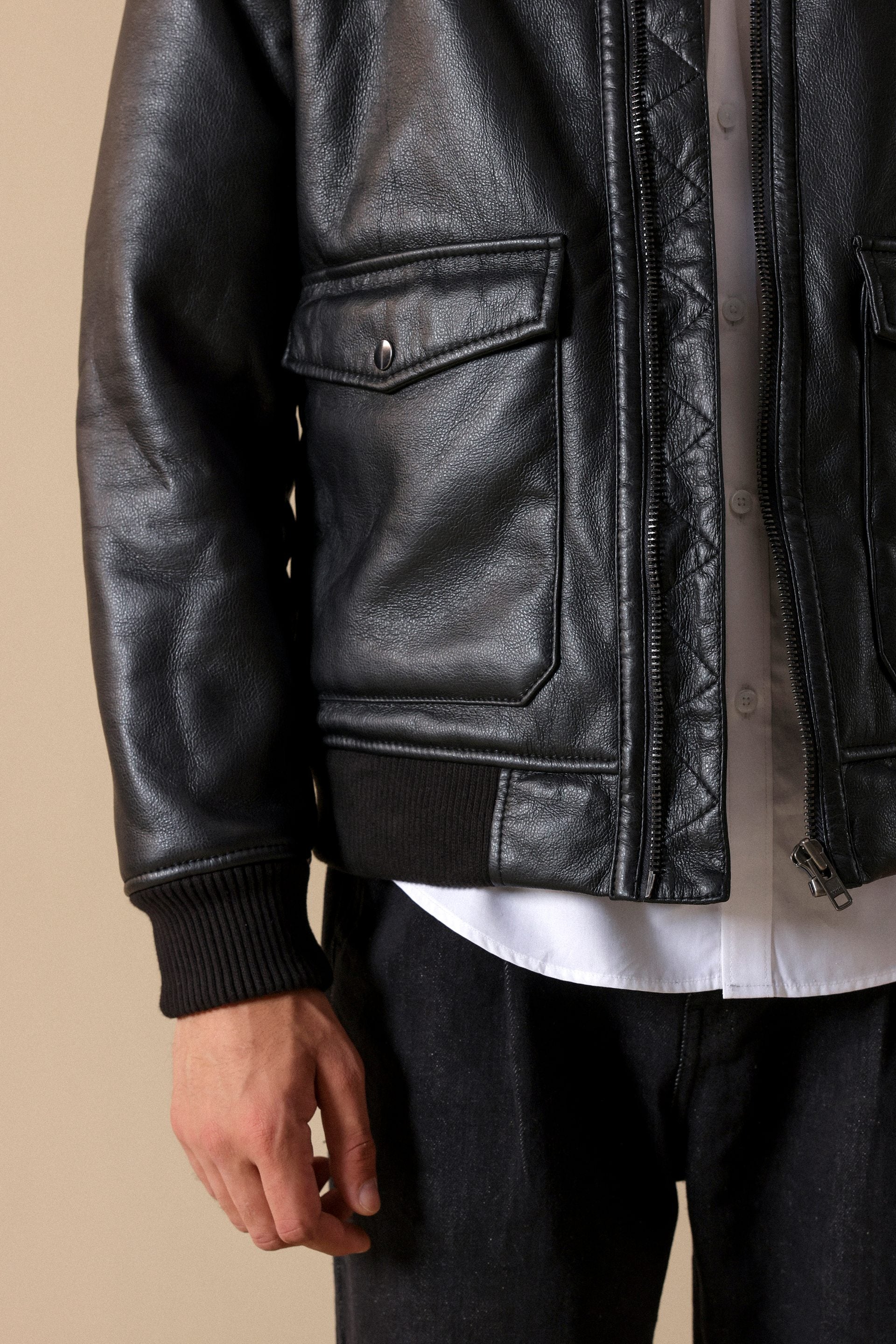 Zip-Up Faux Leather Jacket - Miles