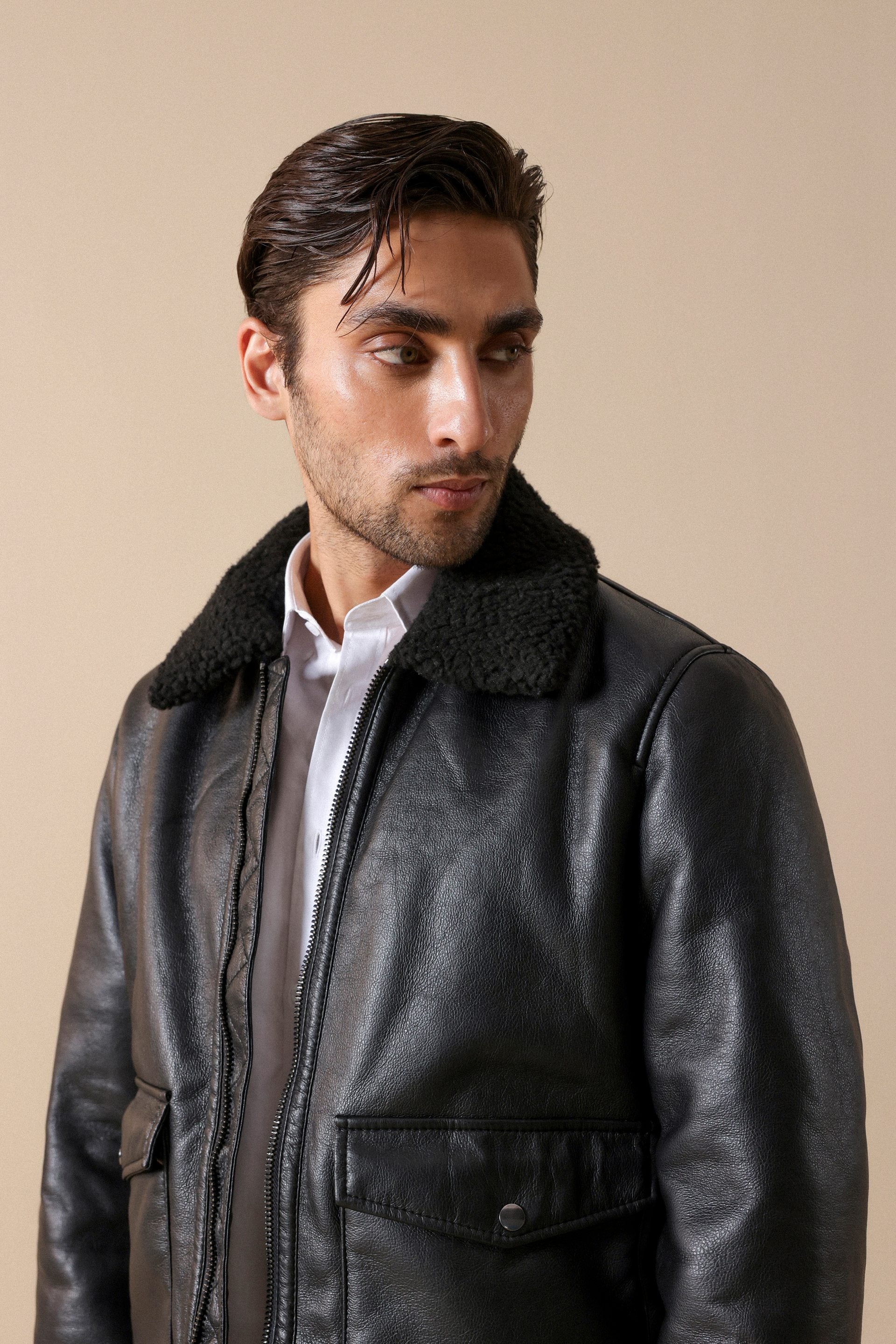 Zip-Up Faux Leather Jacket - Miles