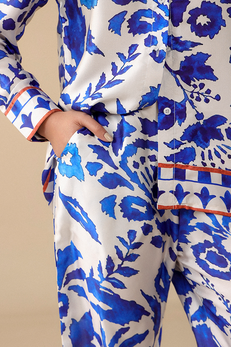 Printed Silk Flared Trousers