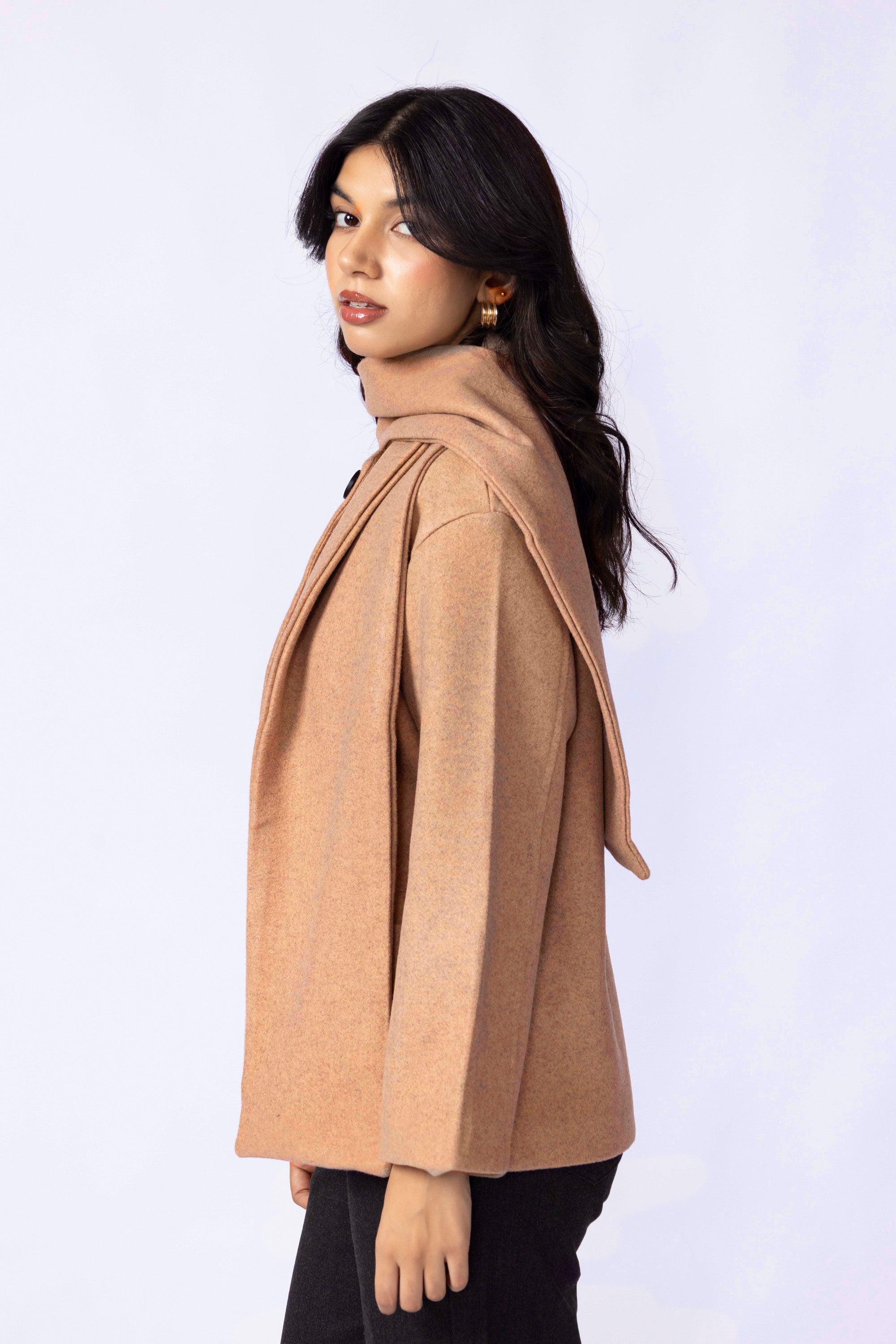 Wool Coat With Scarf