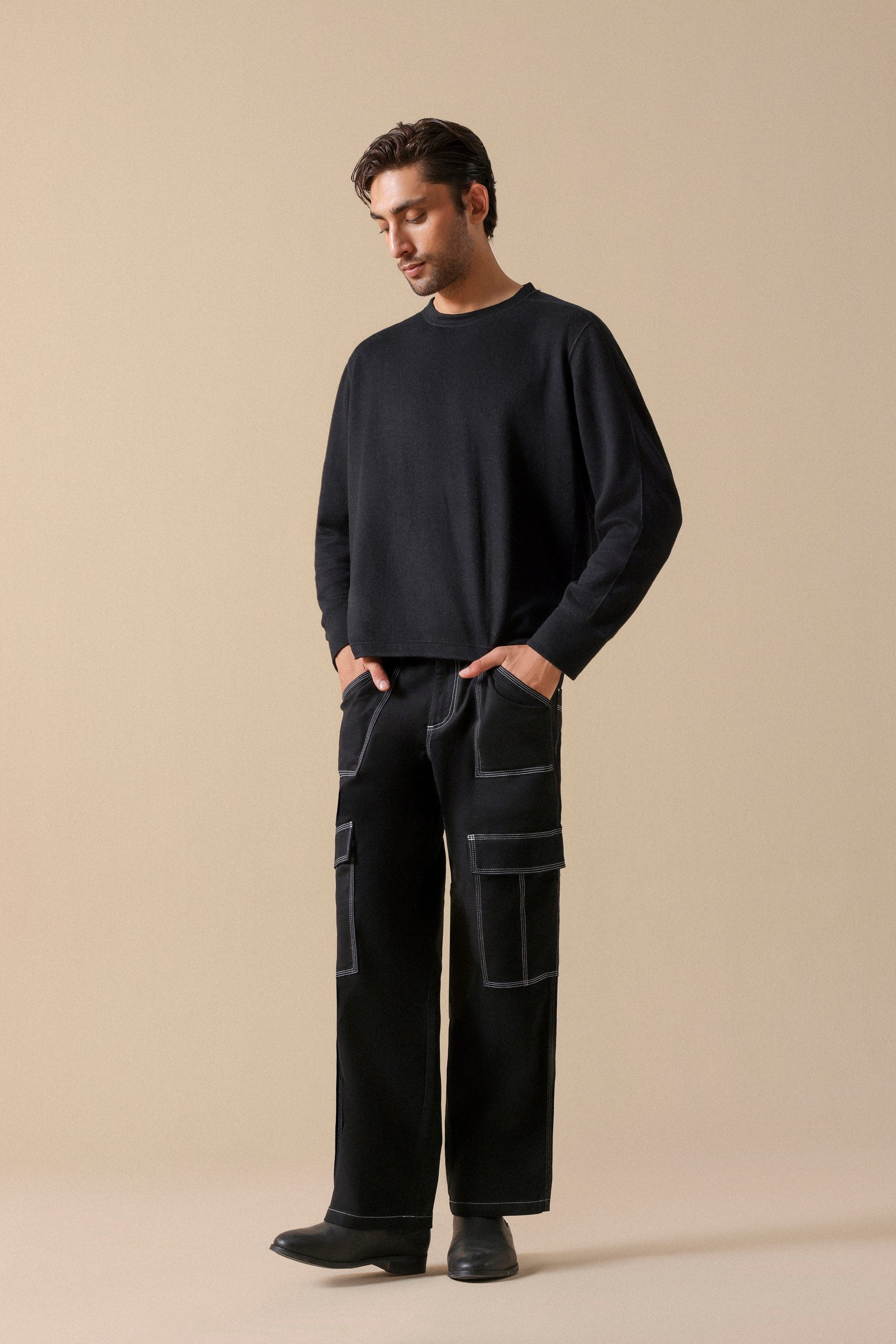 Black long sleeve t shirts for men #Color_Black
