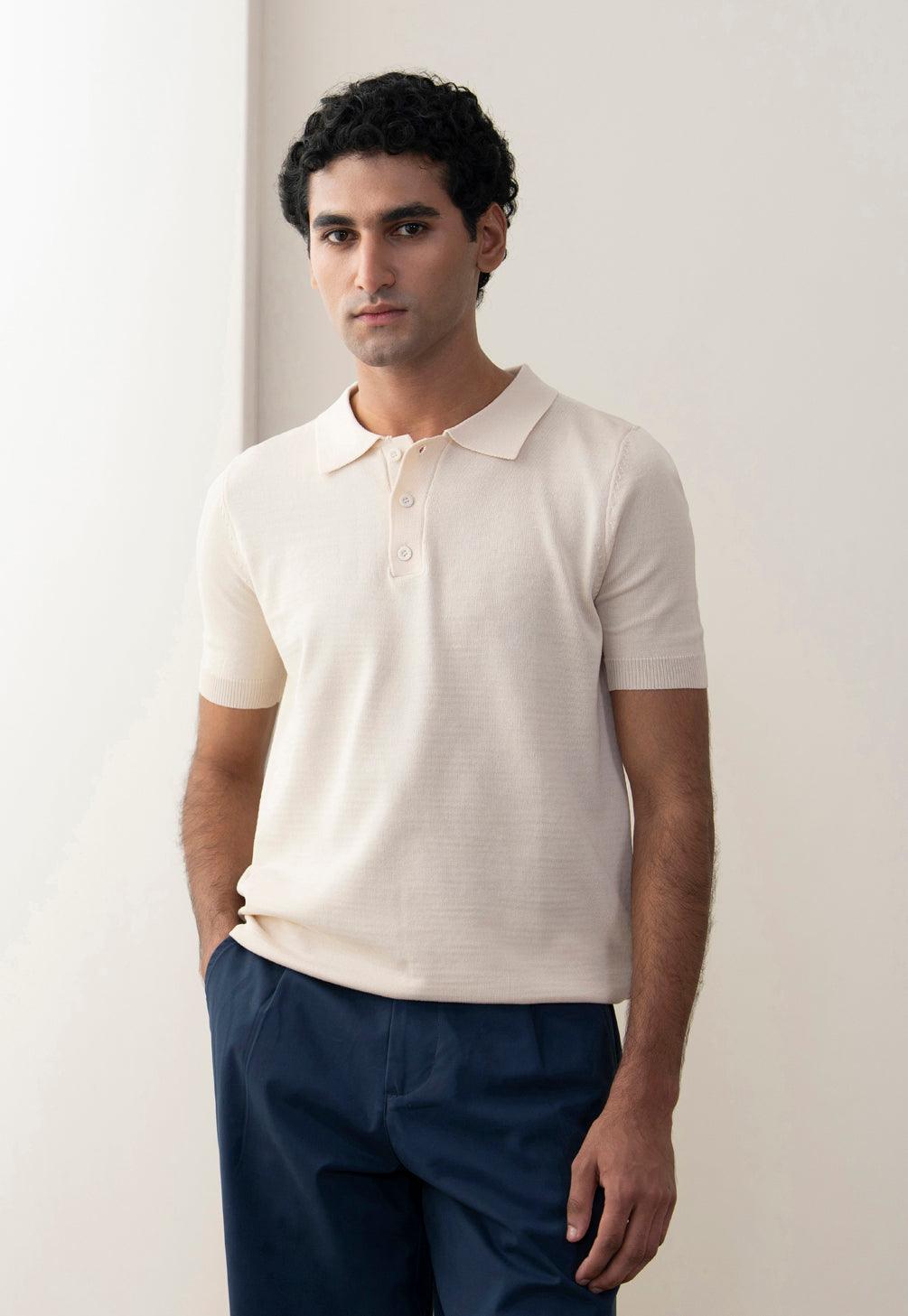 Solid Knit Polo Shirt