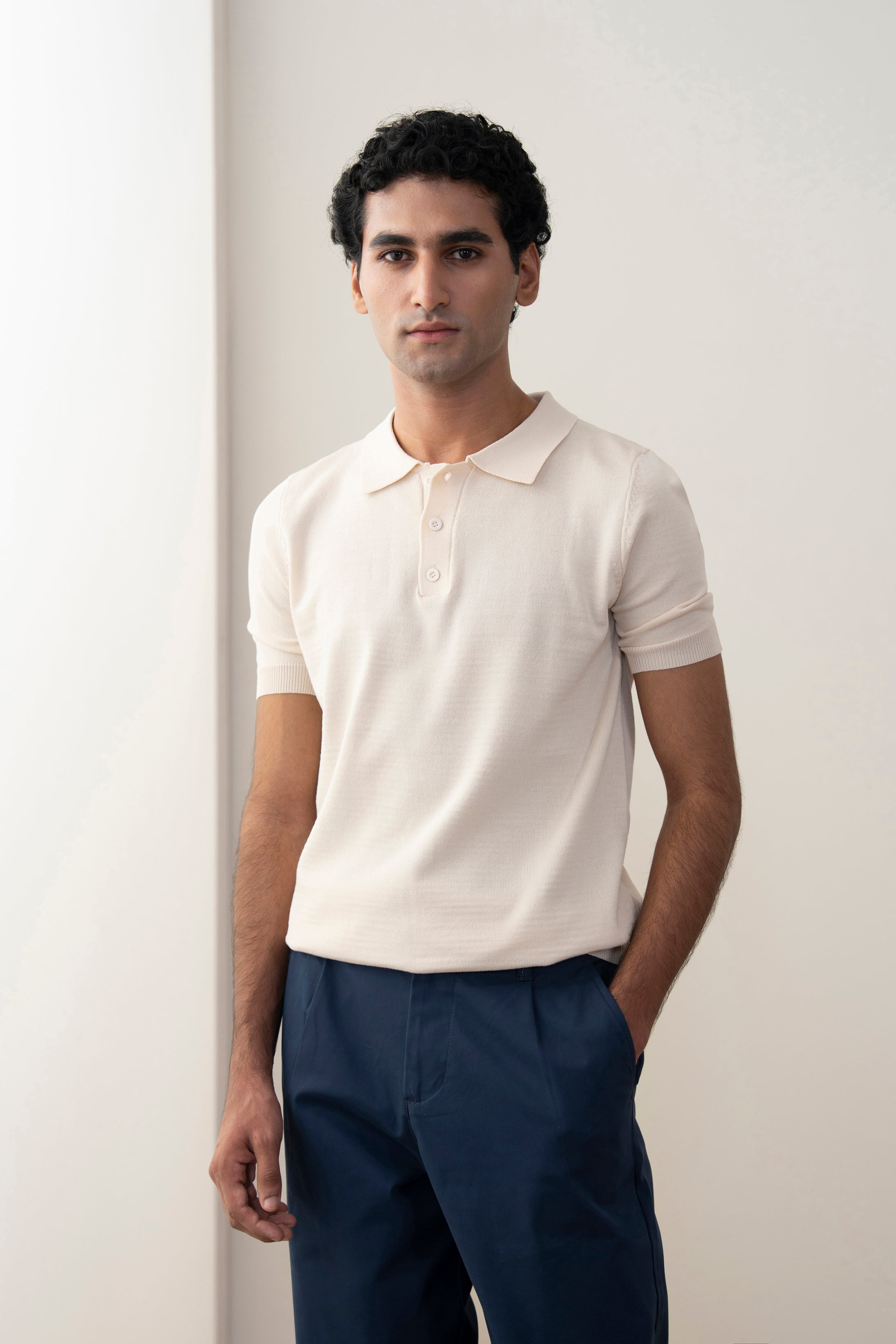 Solid Knit Polo Shirt