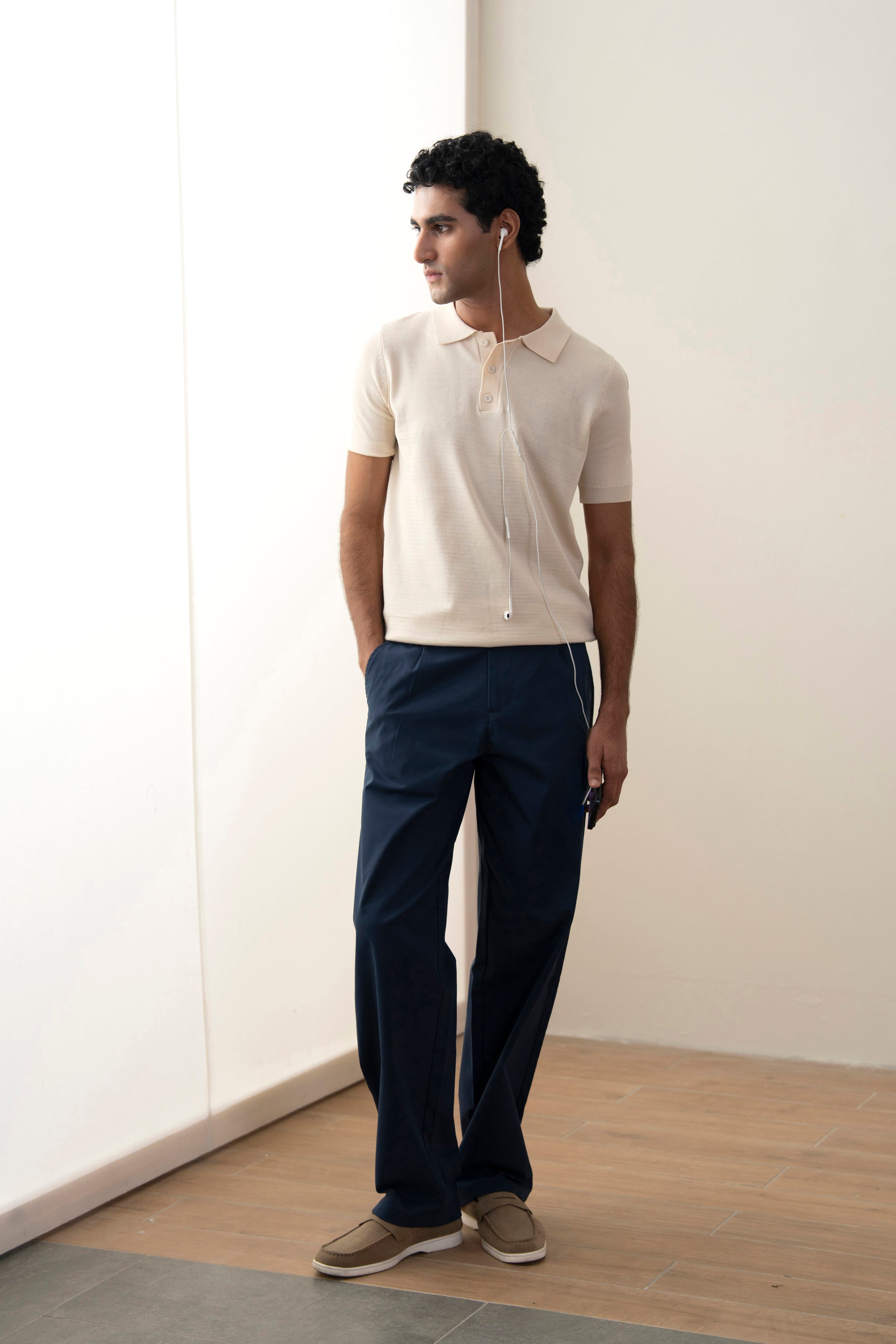 Solid Knit Polo Shirt