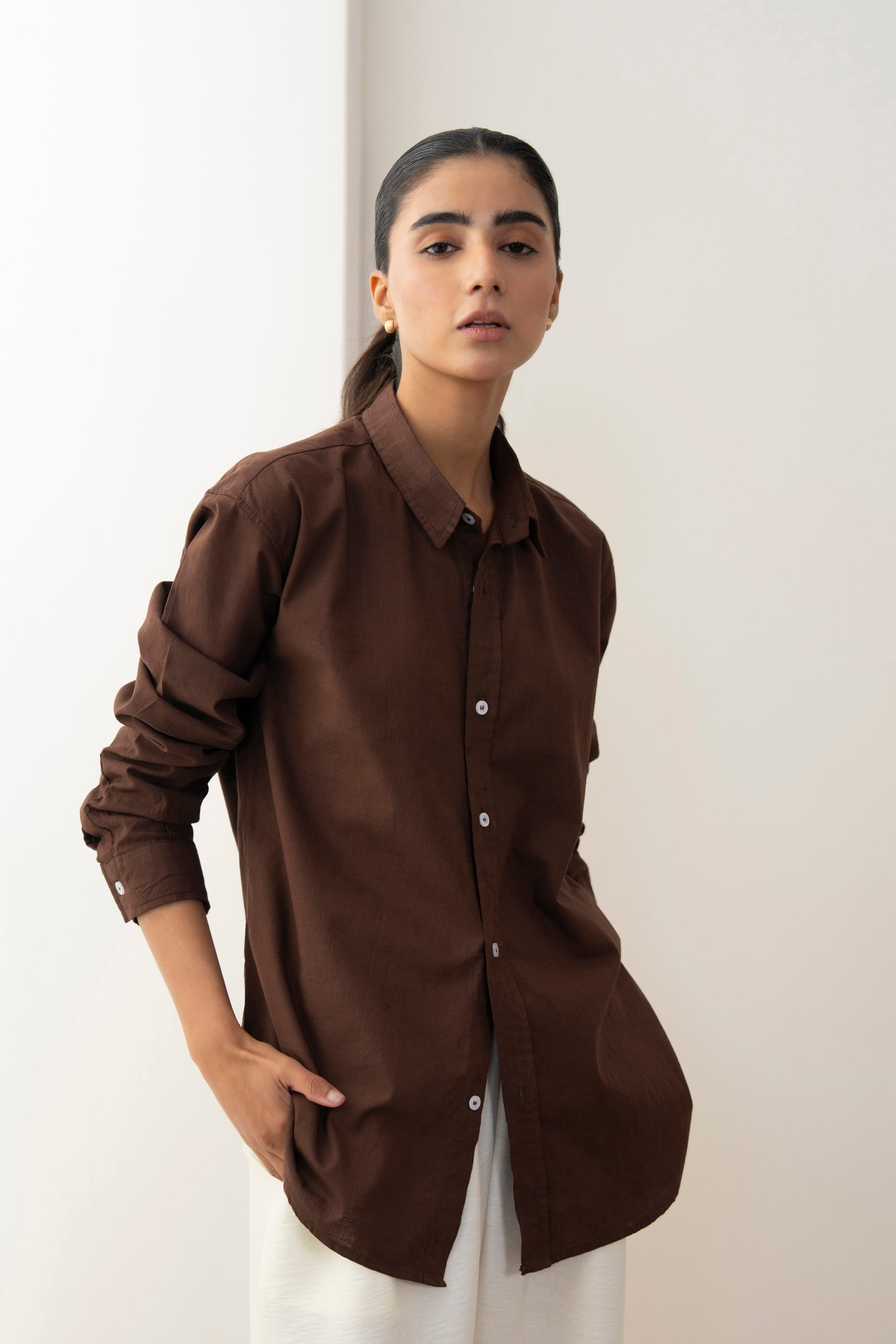 Cocoa Drape Shirt