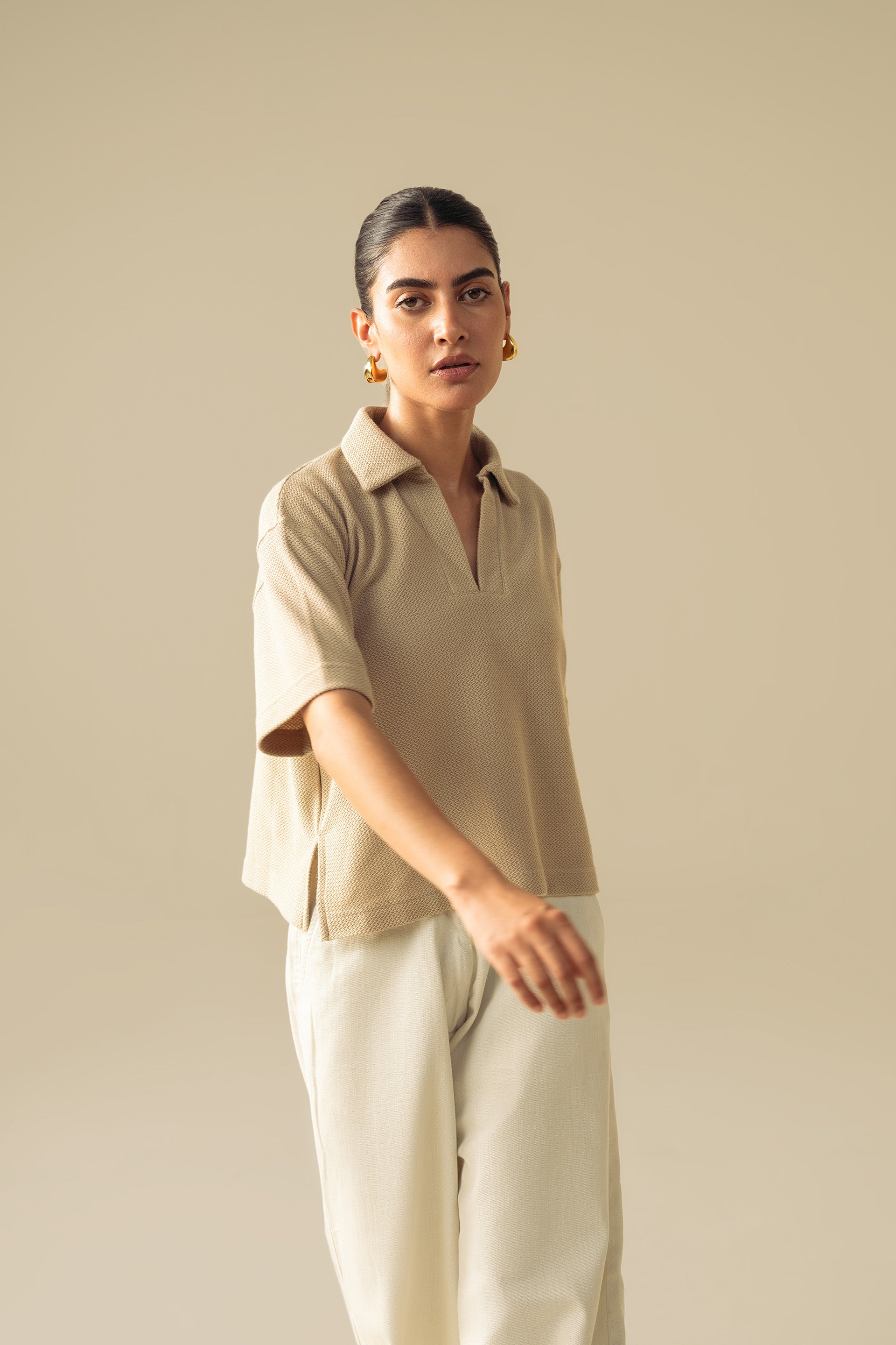 Textured V‐Neck Polo - Miles